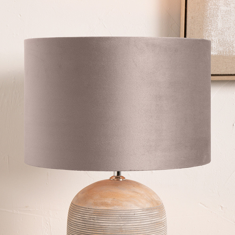 Rene 35cm Greige Velvet Cylinder Lampshade