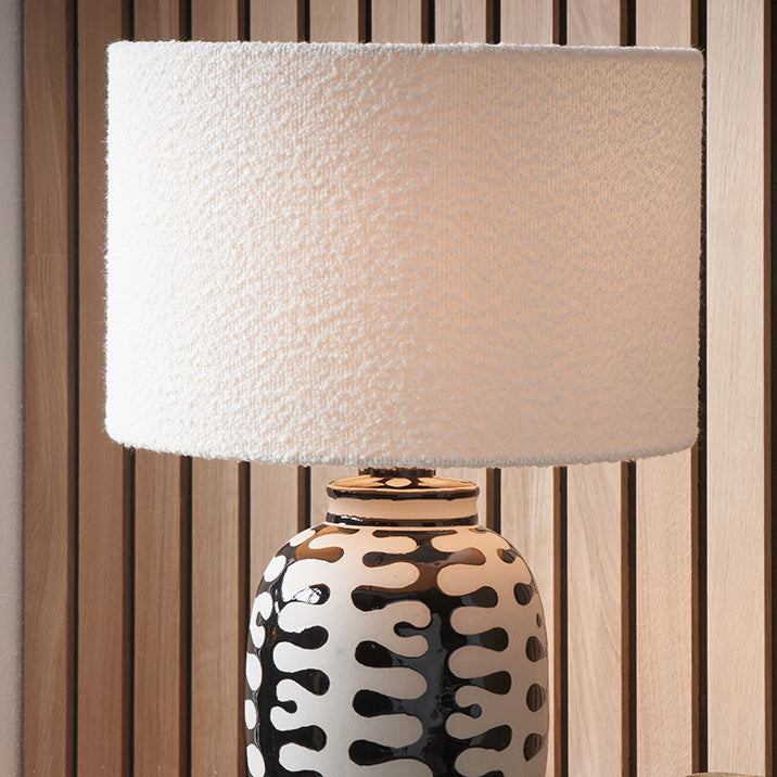 Rouen 50cm White Boucle Cylinder Lampshade