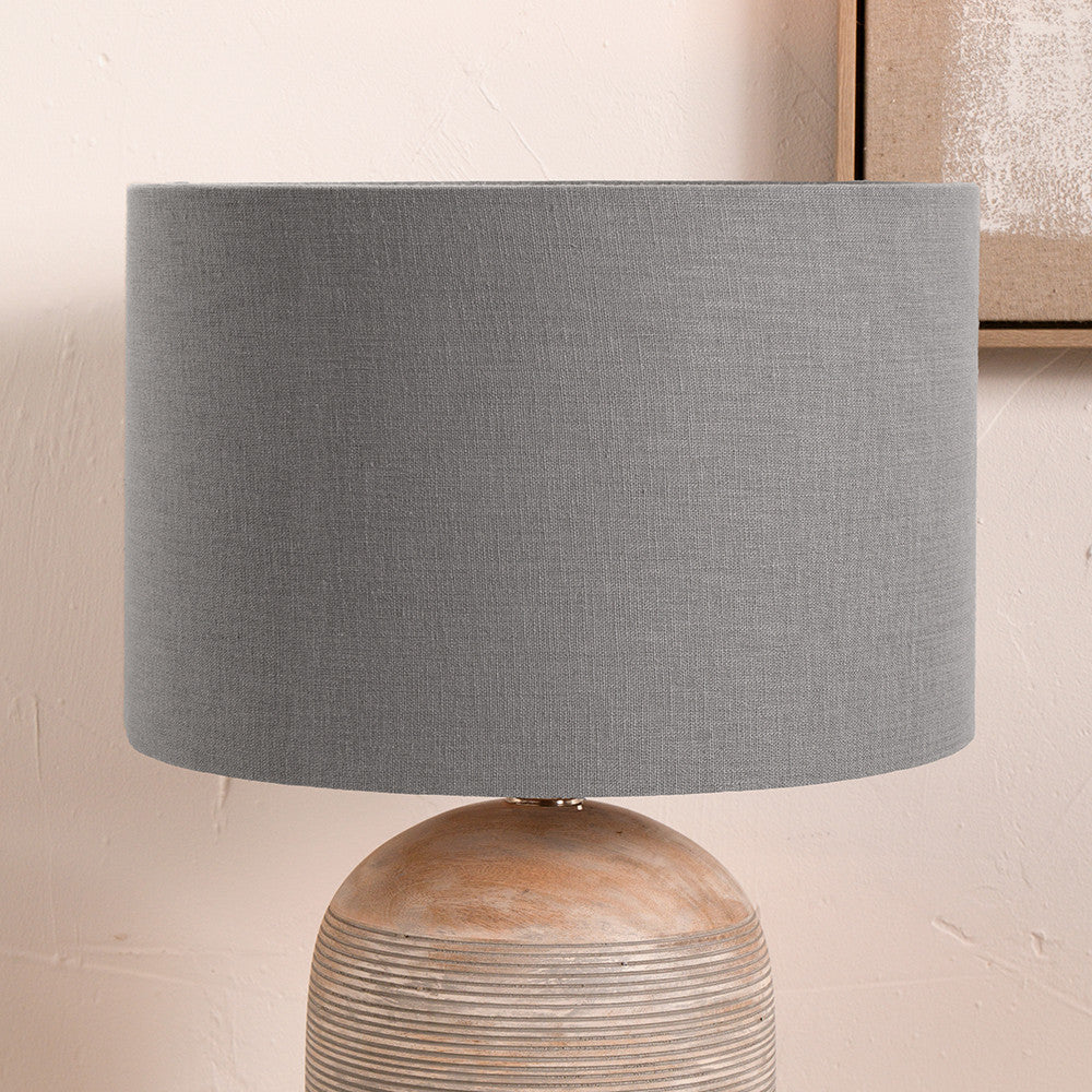 Lino 30cm Steel Grey Self Lined Linen Drum Lampshade
