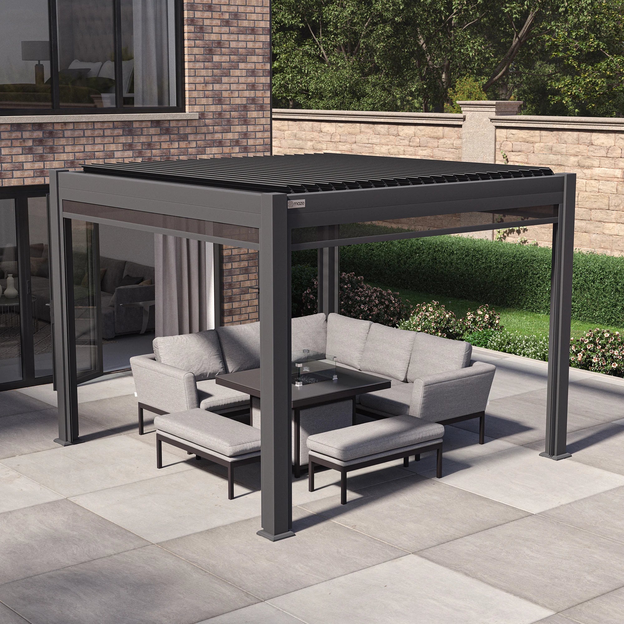 Jupiter Pergola Grey Aluminium Rectangular 30x30