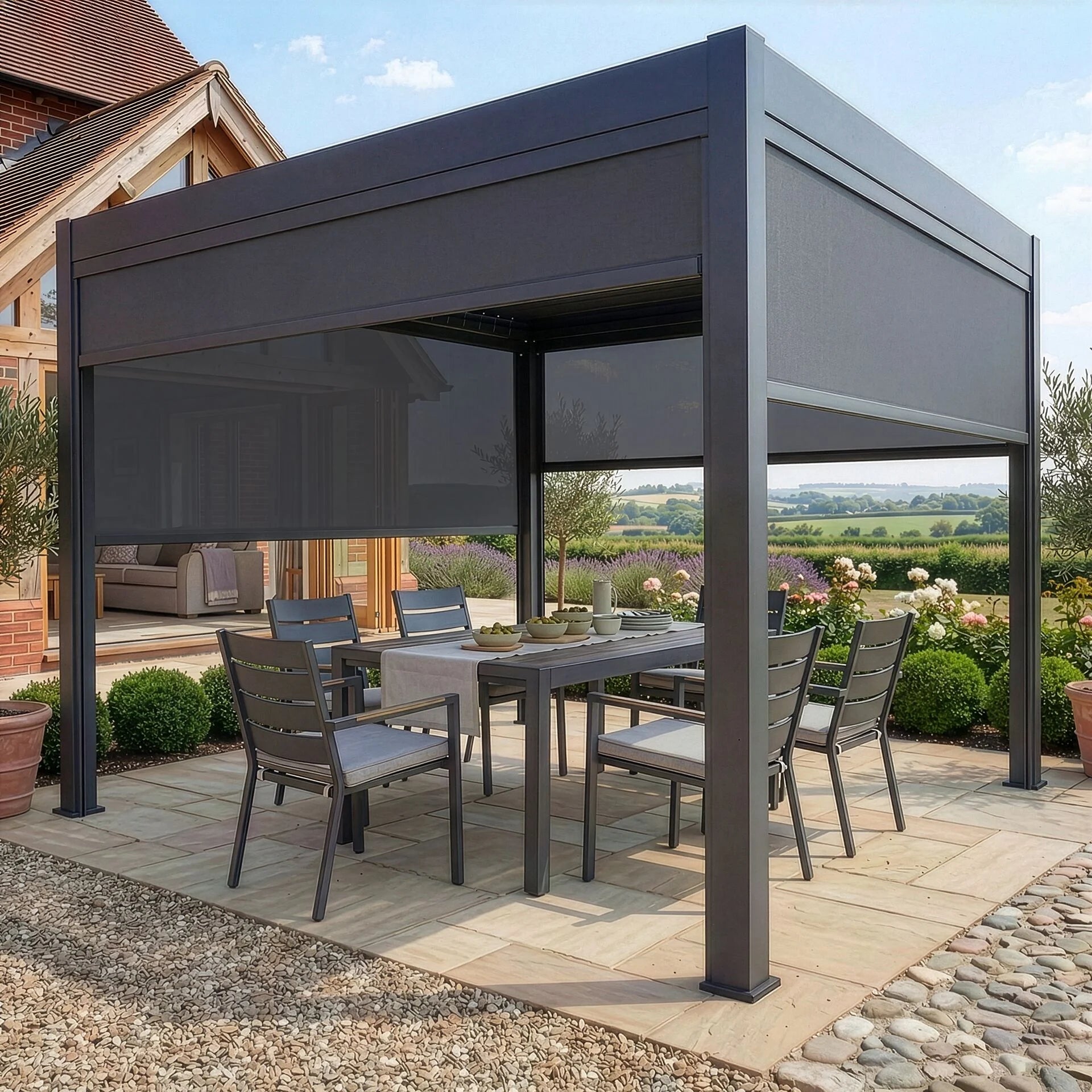 Jupiter Pergola Grey Aluminium Rectangular 30x30
