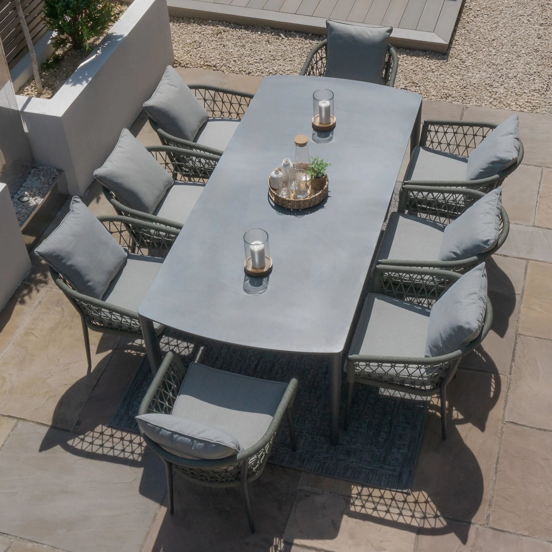 Monaco 8 Seater Rectangular Dining Set - Ivy Green