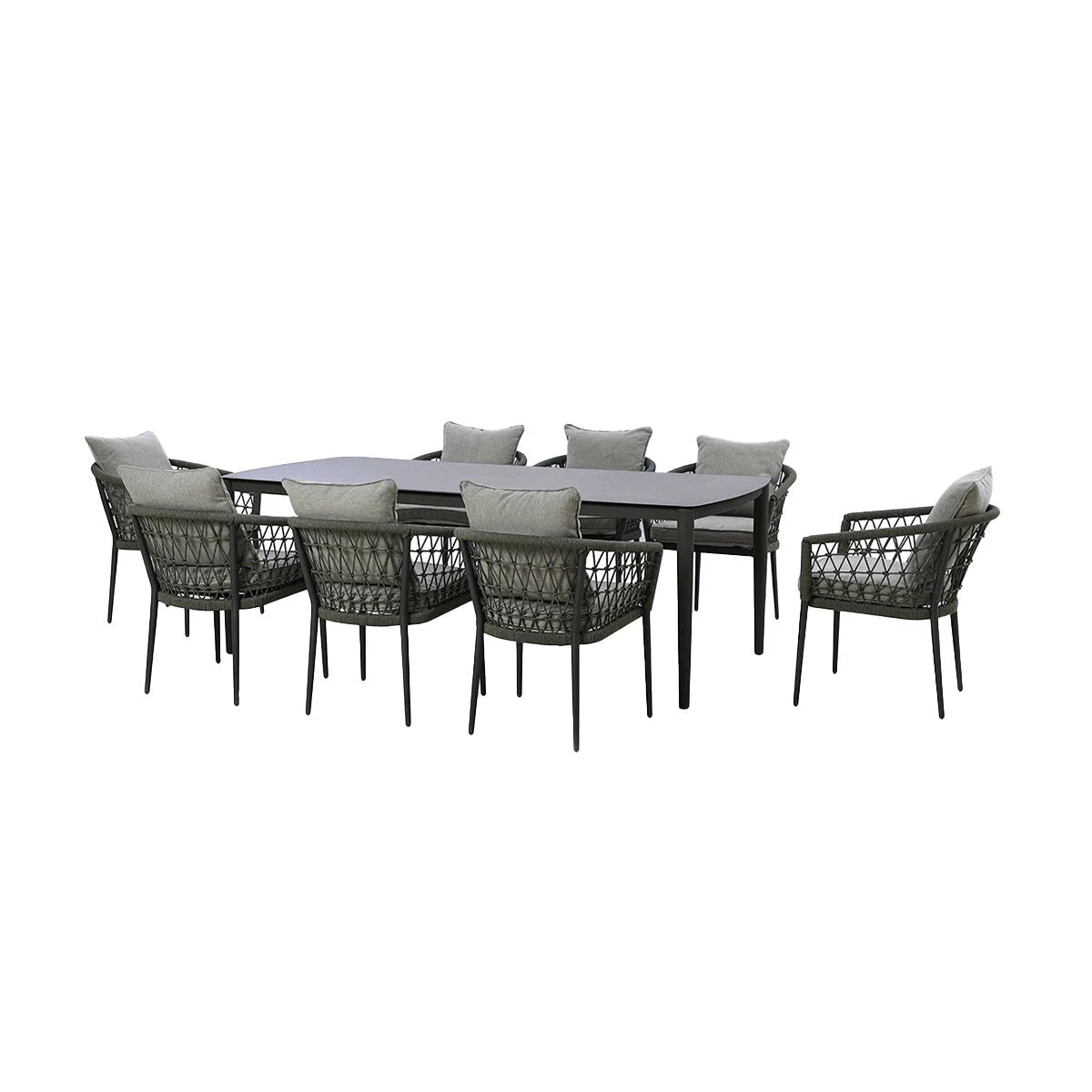 Monaco 8 Seater Rectangular Dining Set - Ivy Green