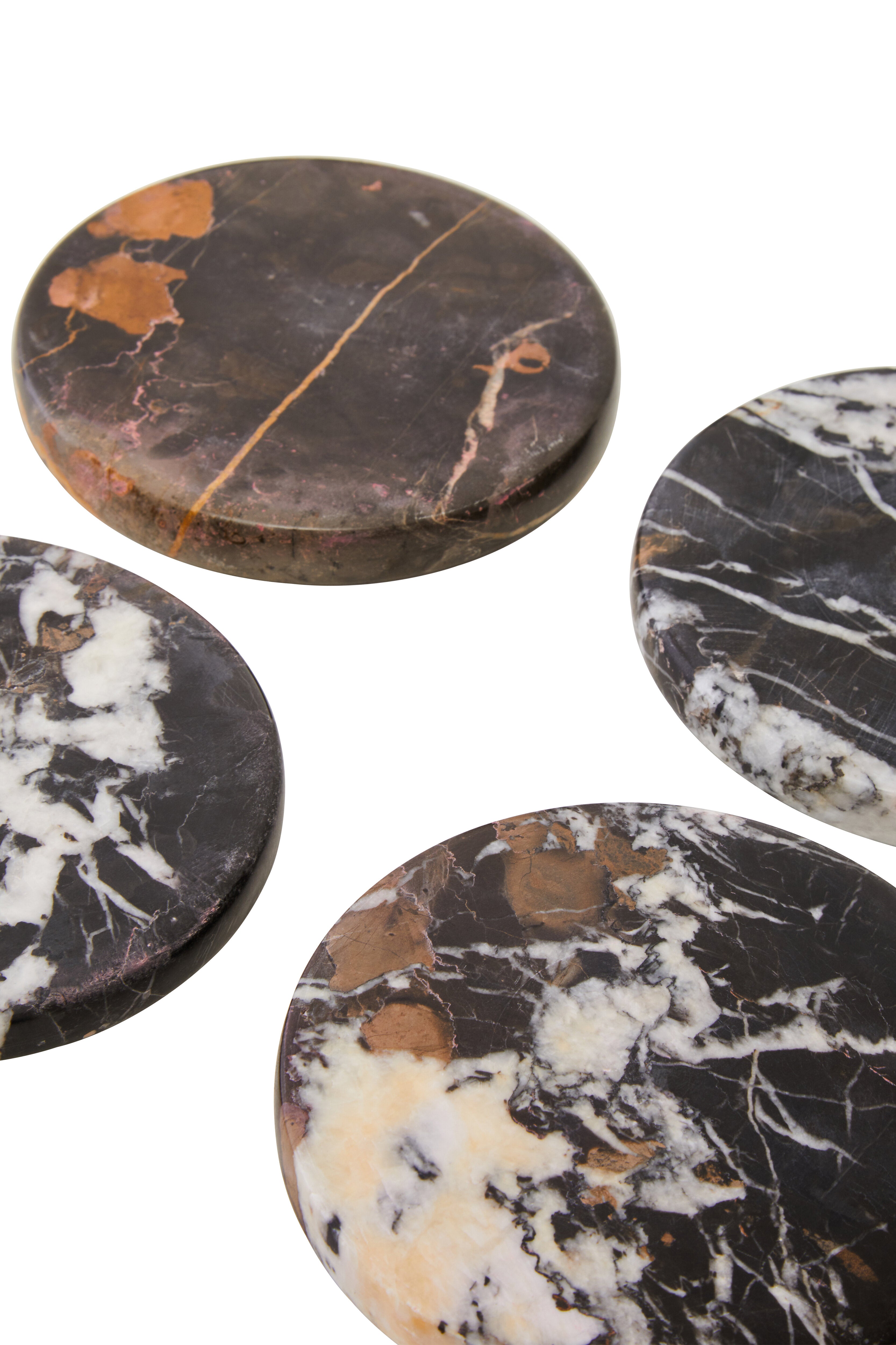 Set of 4 Toluca Black Marble Round Coasters