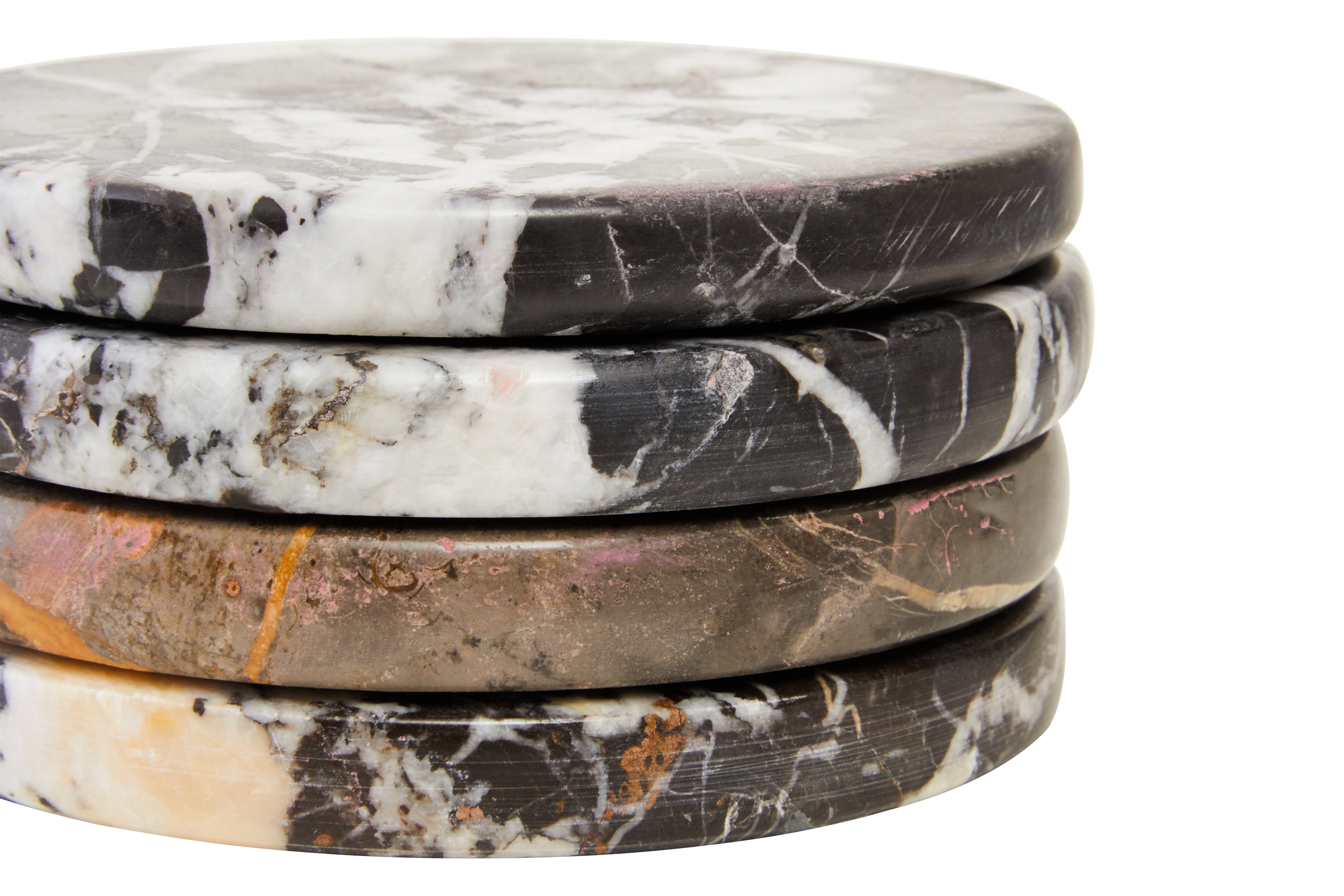 Set of 4 Toluca Black Marble Round Coasters