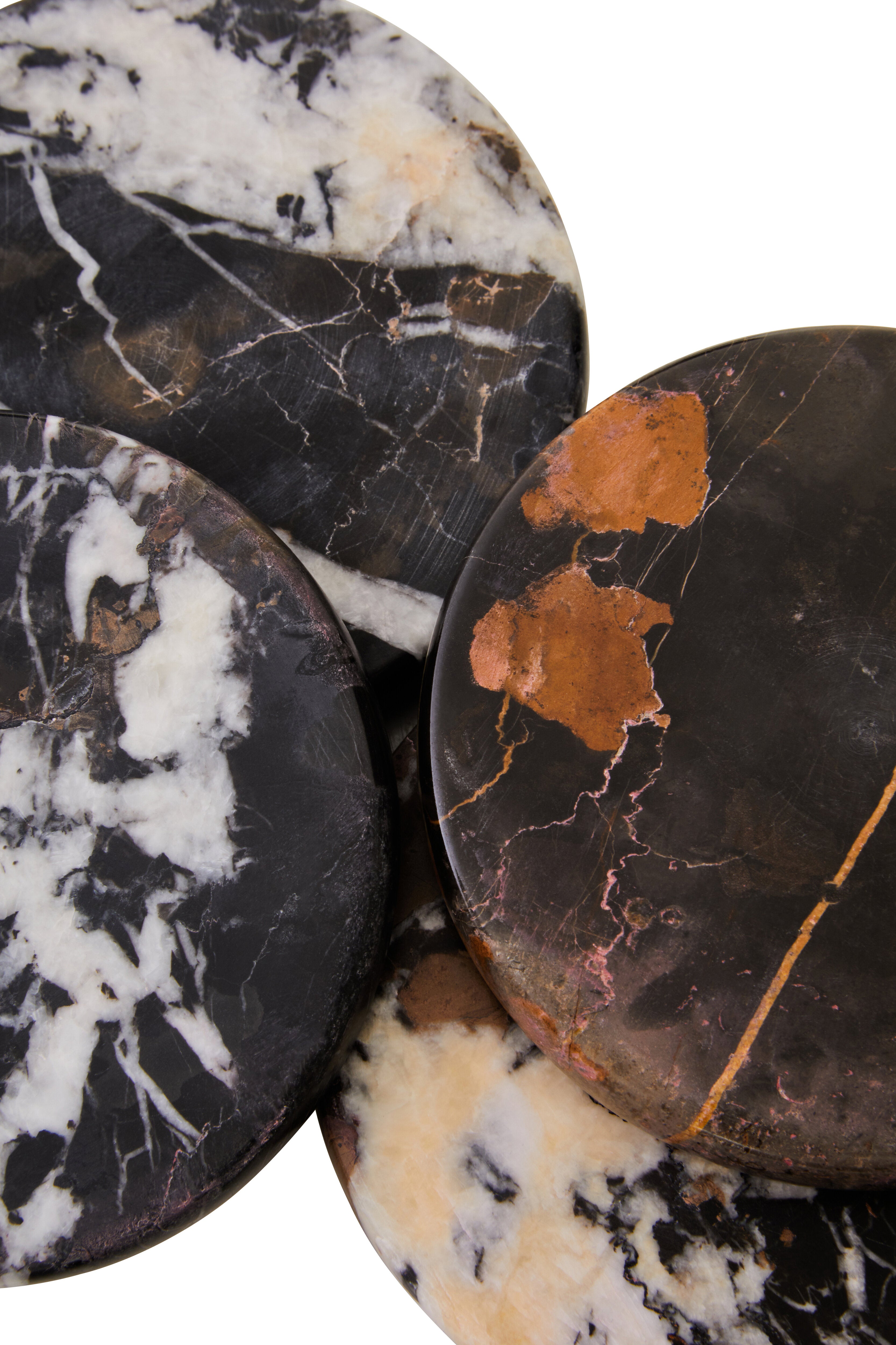 Set of 4 Toluca Black Marble Round Coasters
