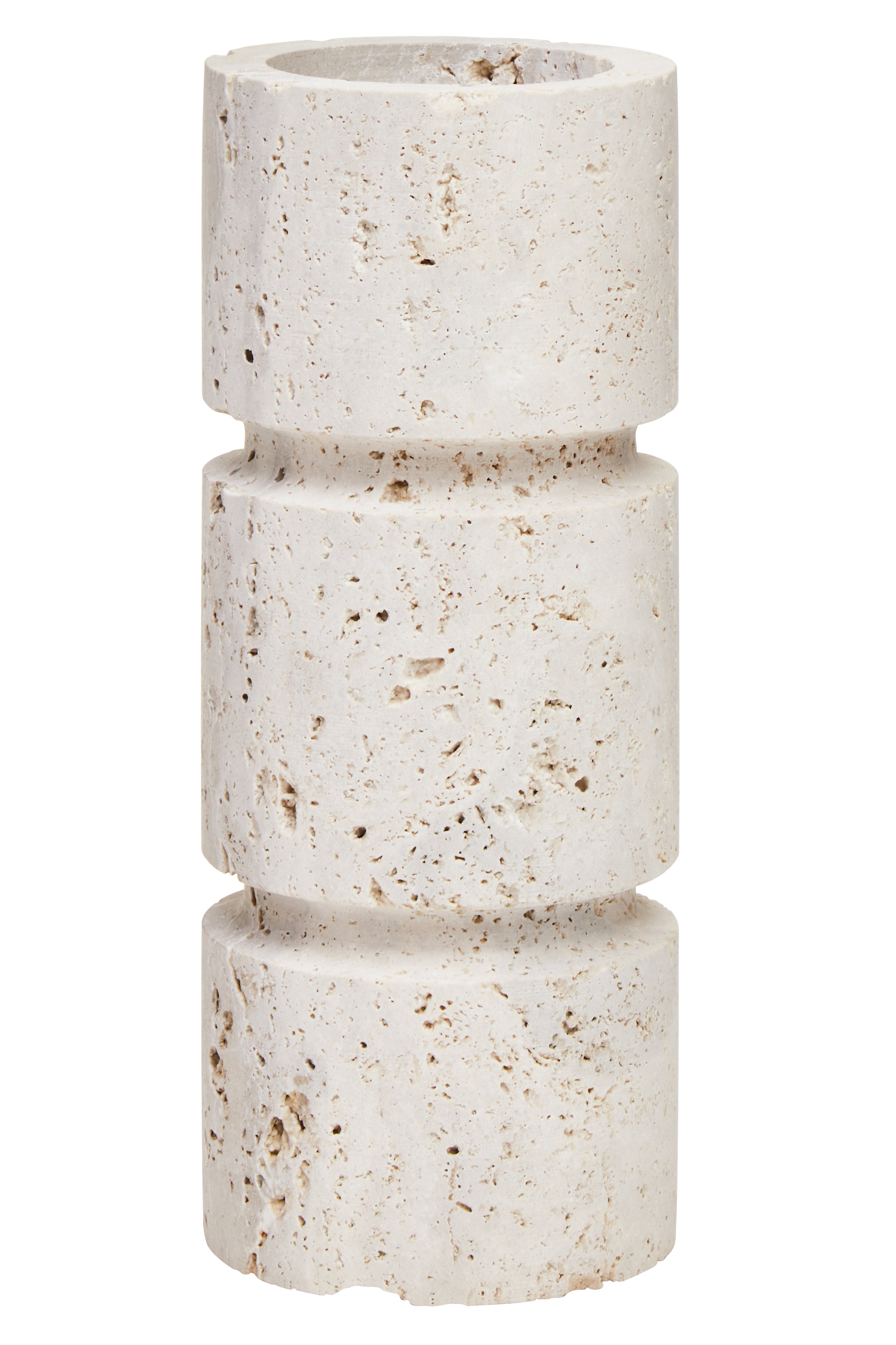 Amo Natural Travertine Stacked Candle Holder | Small