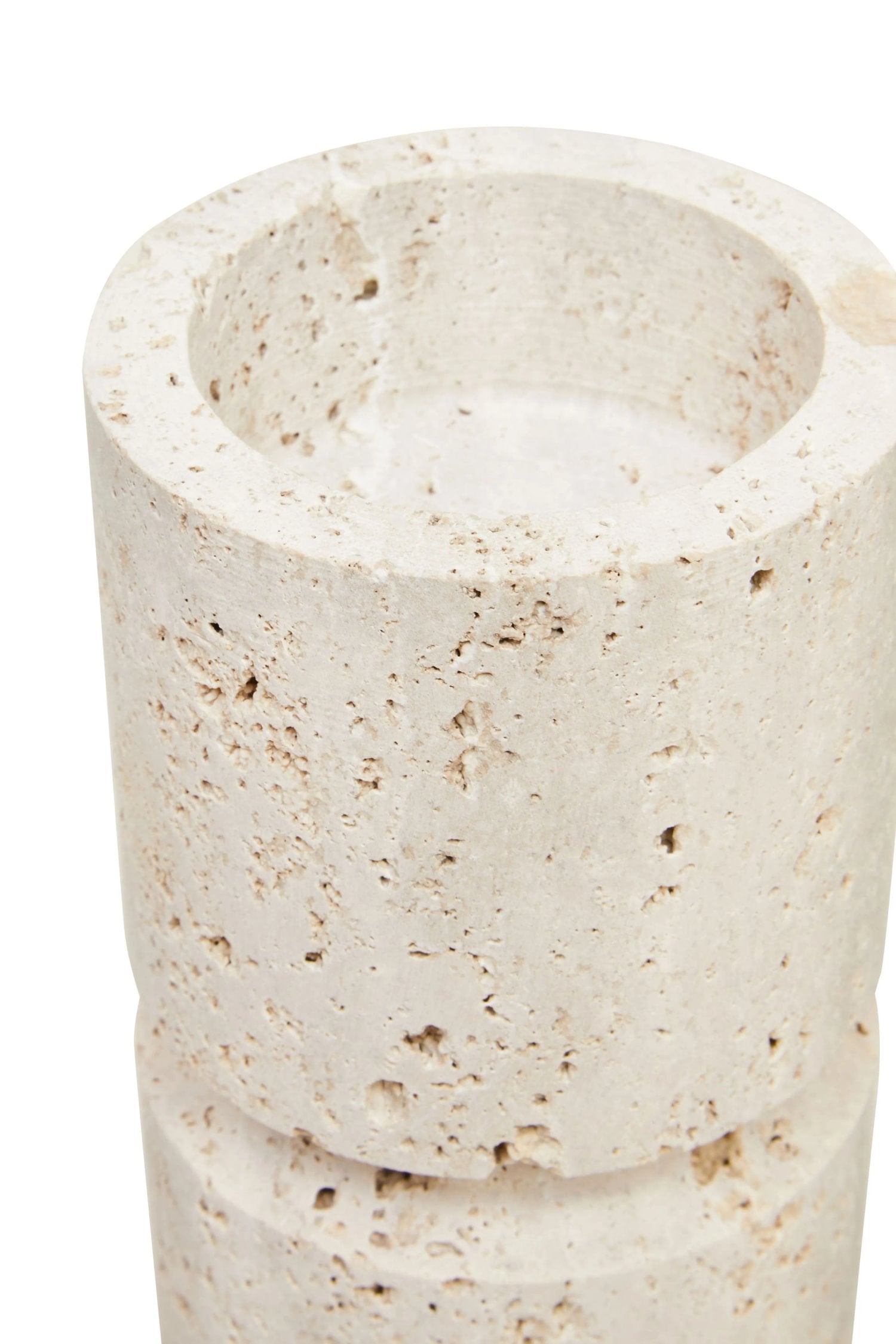 Terra Large Travertine Candle Holder