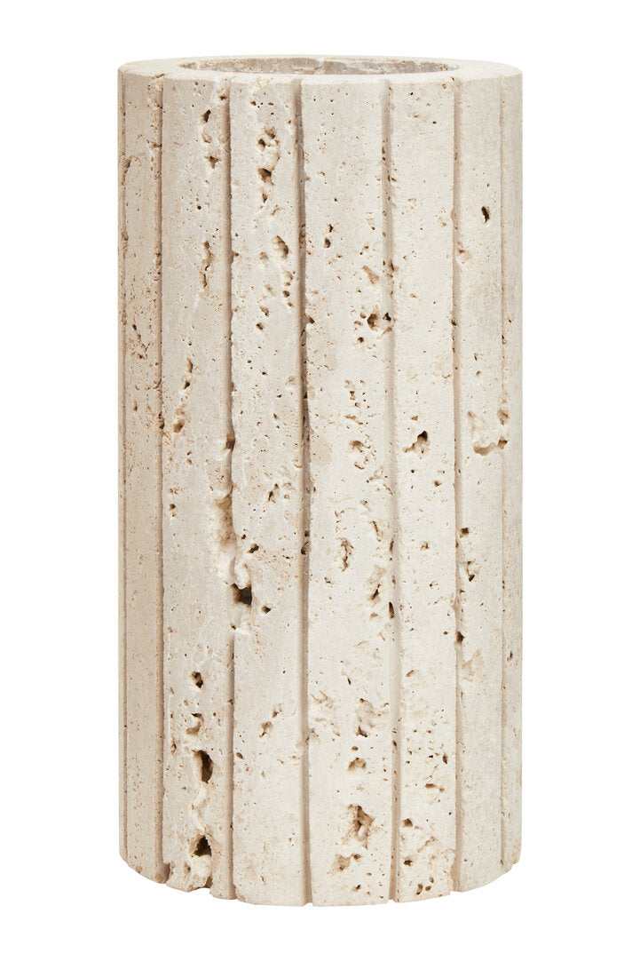 Amo Travertine Ribbed Vase
