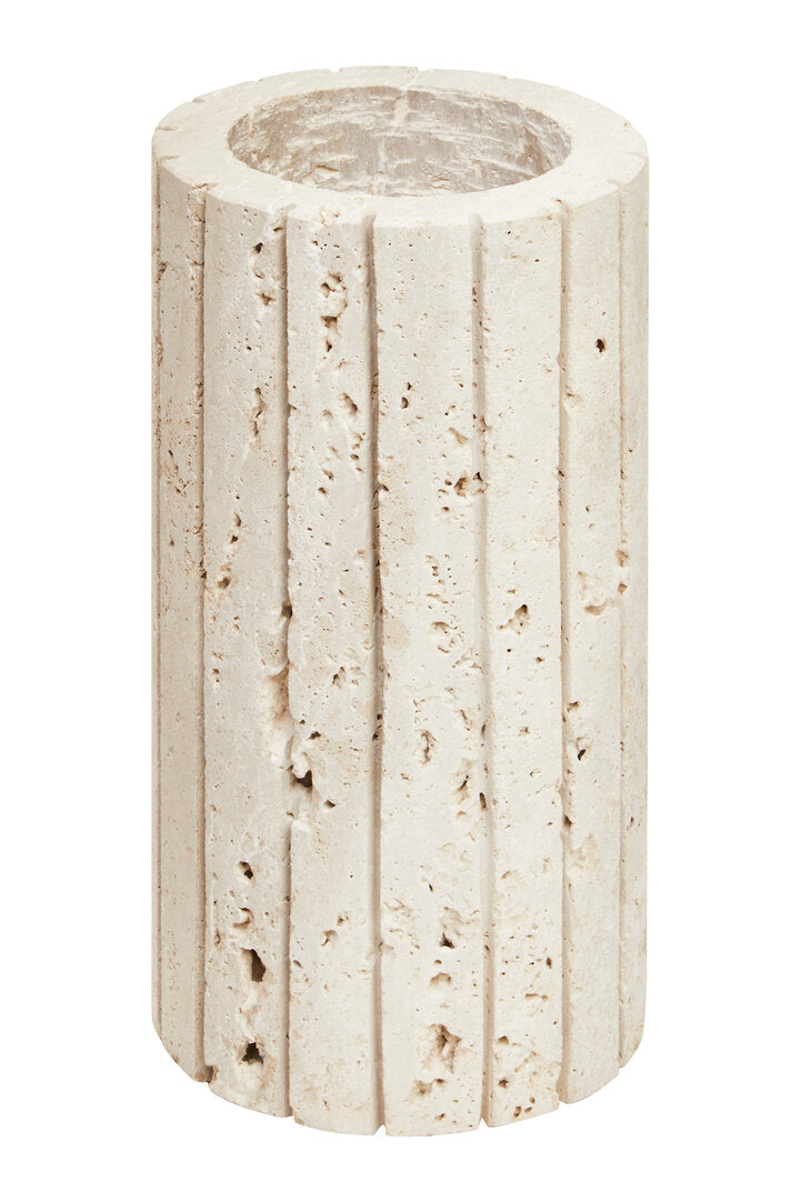 Amo Travertine Ribbed Vase