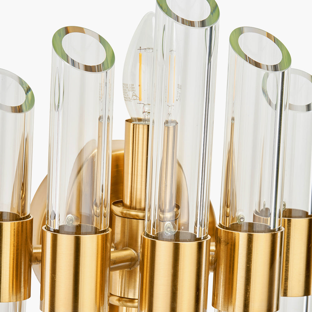 Brielle Clear Glass & Antique Brass 2 Wall Light