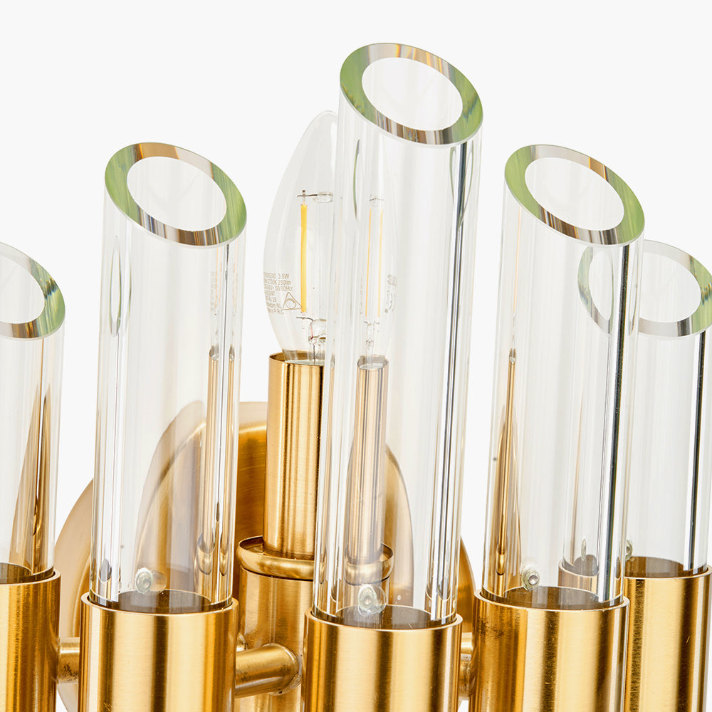 Brielle Clear Glass & Antique Brass 2 Wall Light