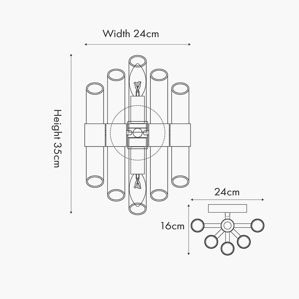 Brielle Clear Glass & Antique Brass 2 Wall Light