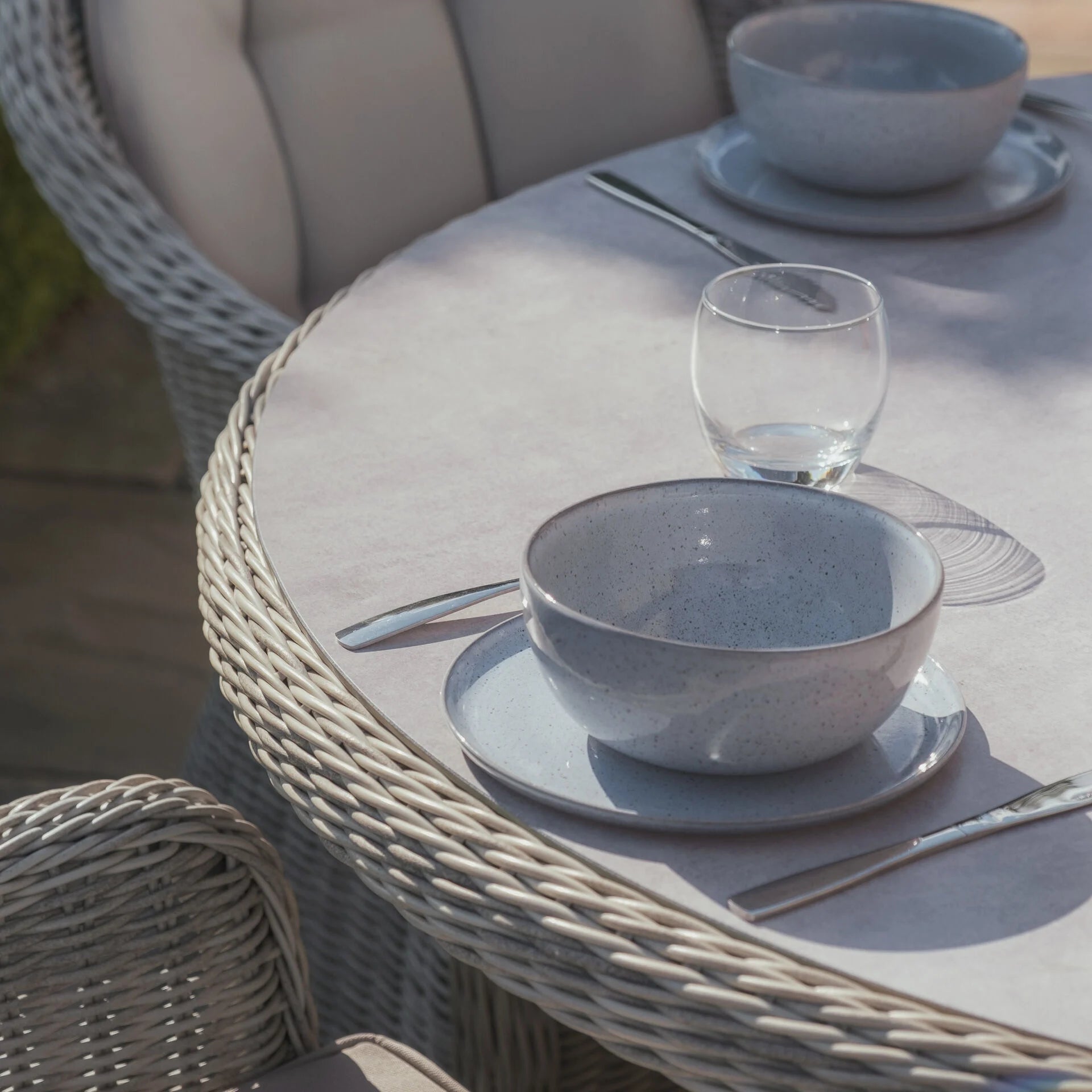 Oxford 4 Seater Round Dining Set with Heritage Chairs - Ceramic Glass