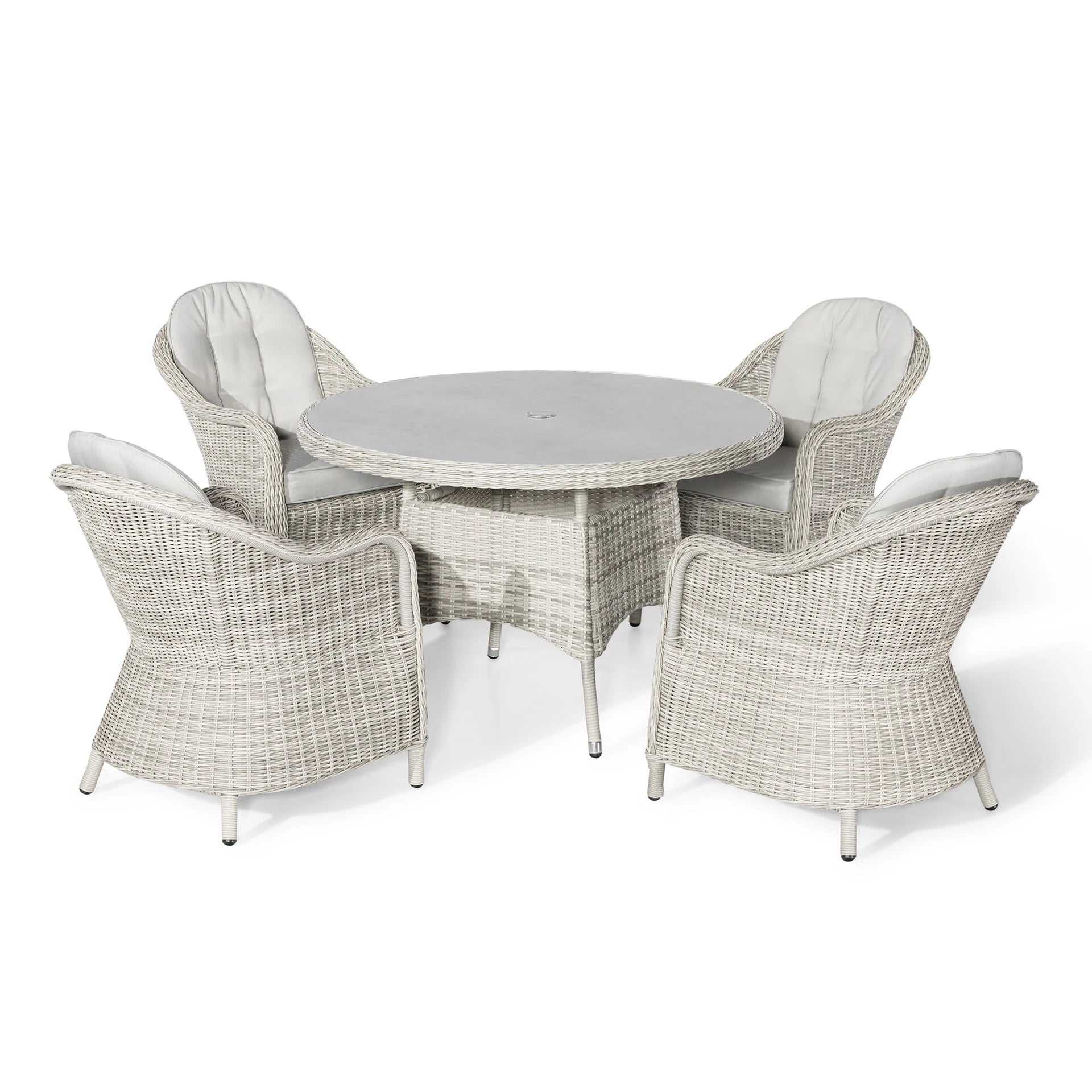 Oxford 4 Seater Round Dining Set with Heritage Chairs - Ceramic Glass