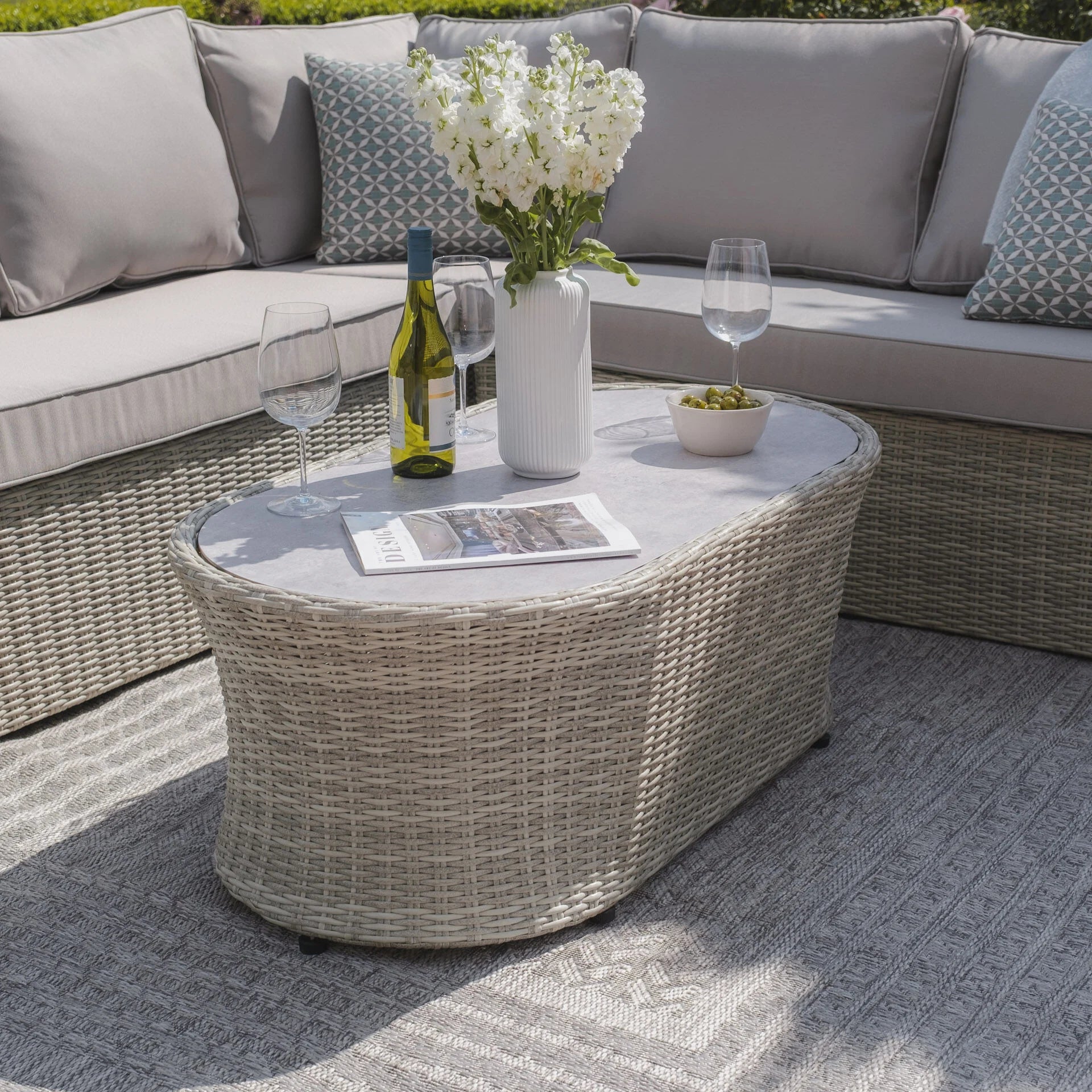 Oxford Small Corner Group with Armchair - Ceramic Glass