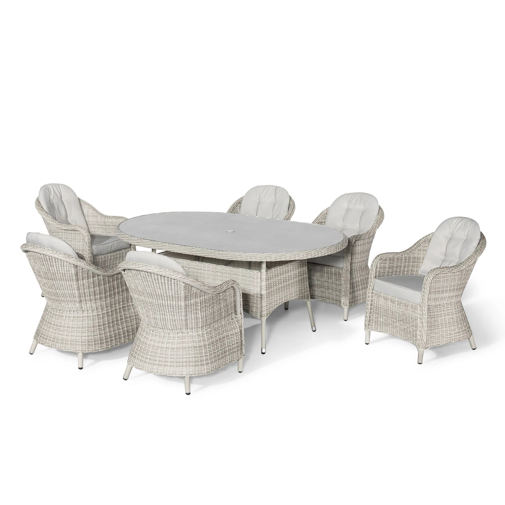 Oxford 6 Seater Oval Dining Set with Heritage Chairs & Lazy Susan - Ceramic Glass