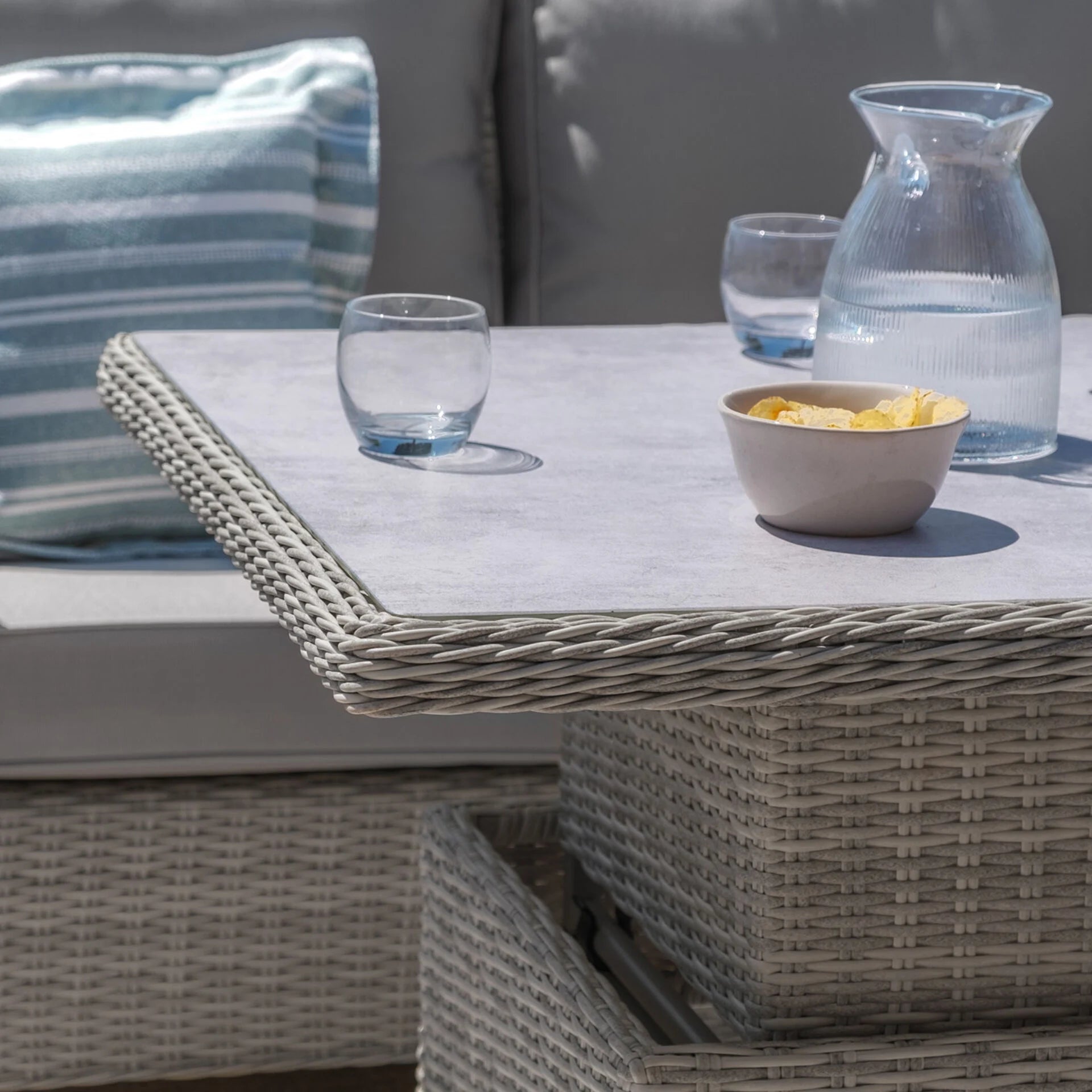 Oxford Deluxe Corner Dining Set with Rising Table & Armchair - Ceramic Glass