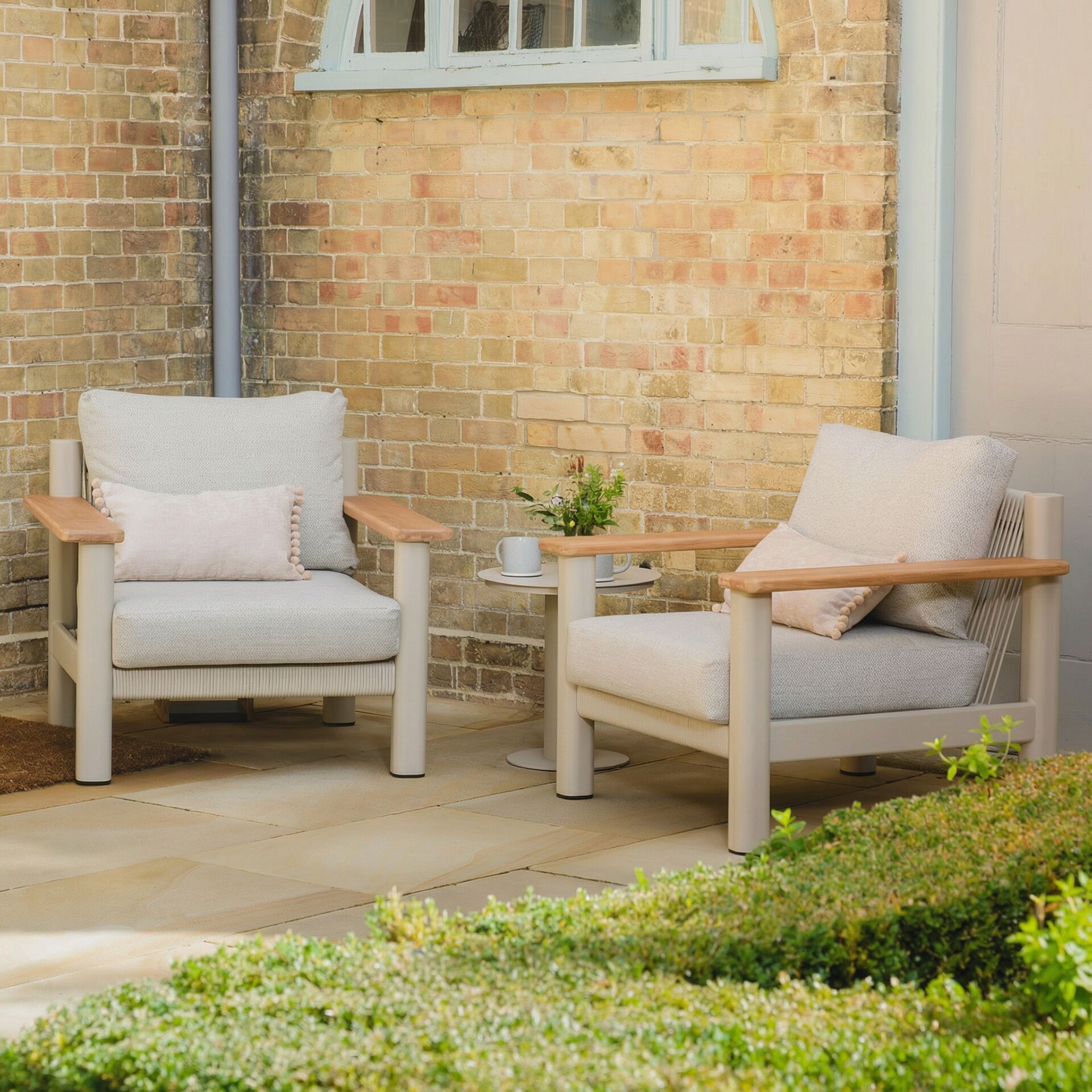 Sicily 2 Seater Lounge Set - Latte Frame-Latte Cushion