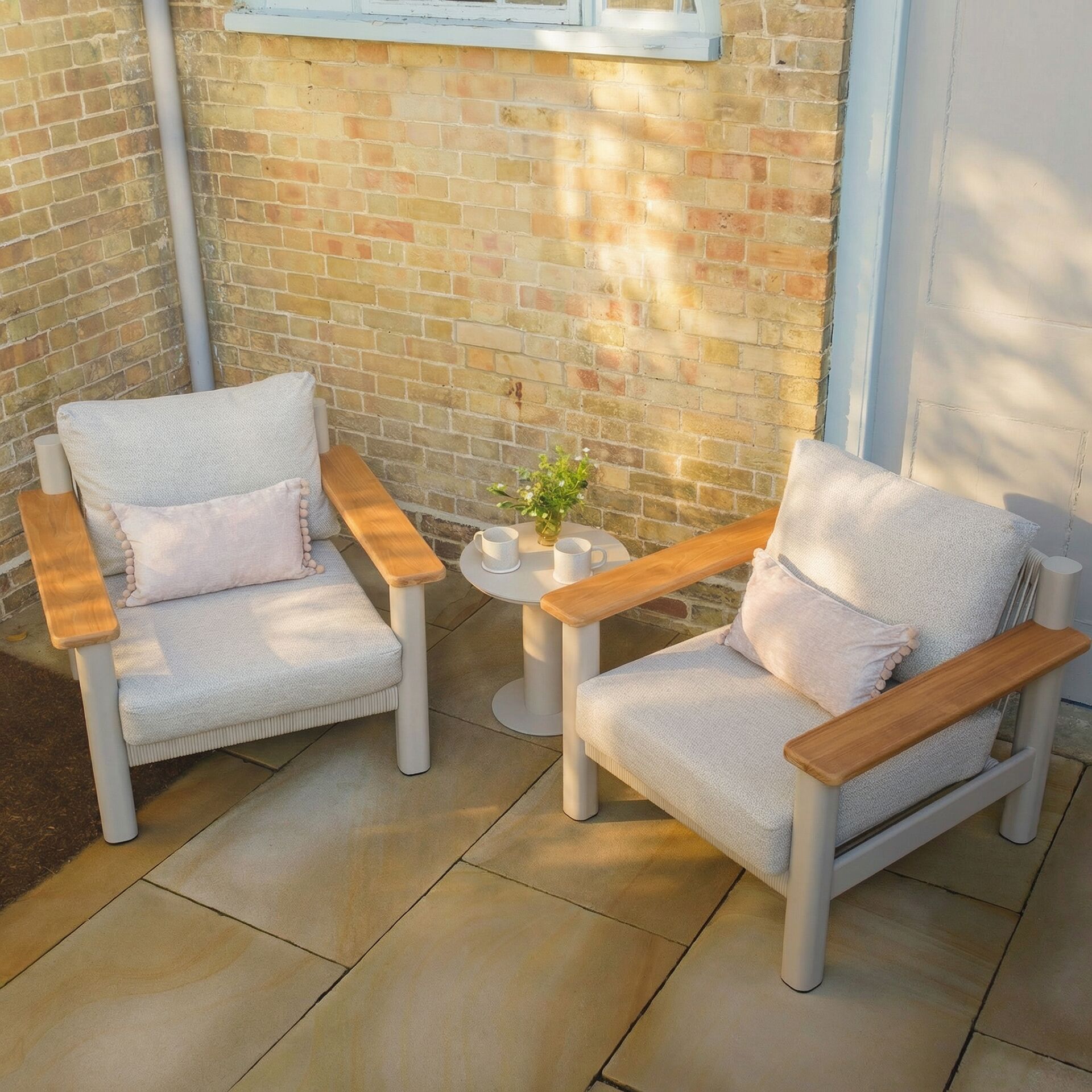 Sicily 2 Seater Lounge Set - Latte Frame-Latte Cushion