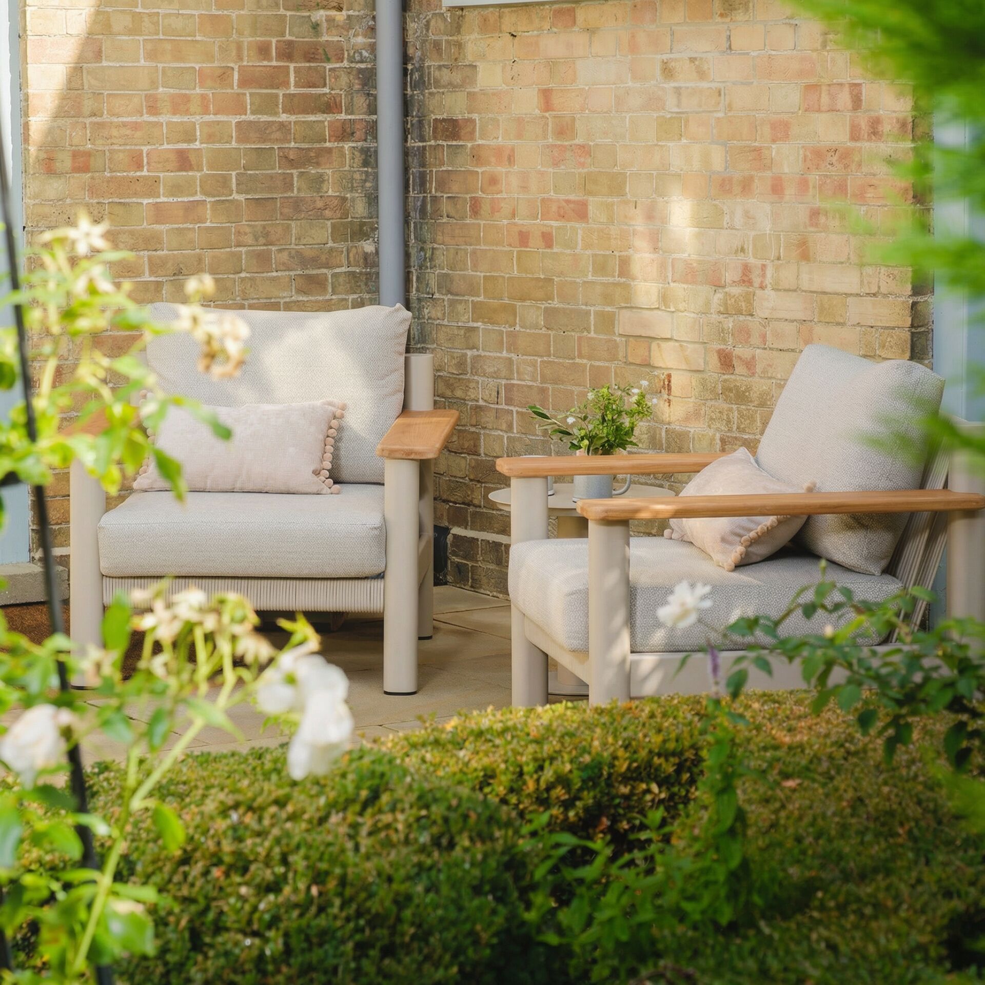 Sicily 2 Seater Lounge Set - Latte Frame-Latte Cushion