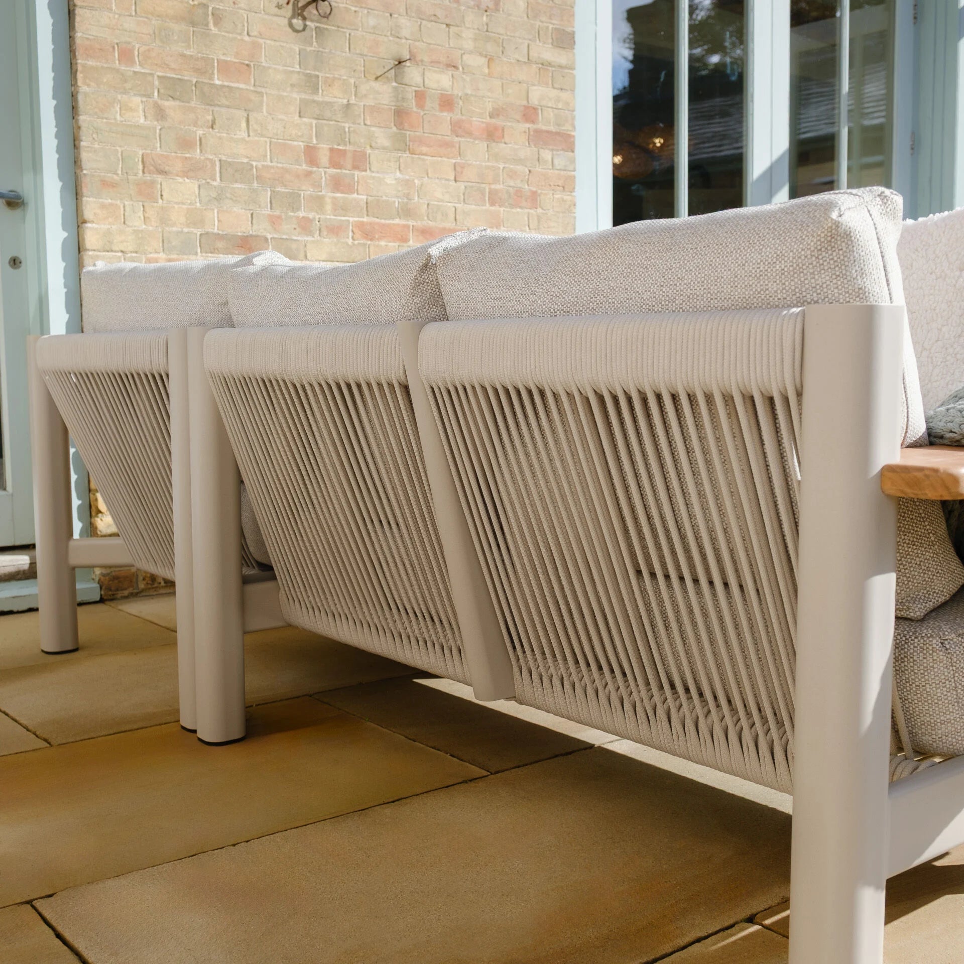 Sicily Corner Sofa Set - Latte Frame-Latte Cushions