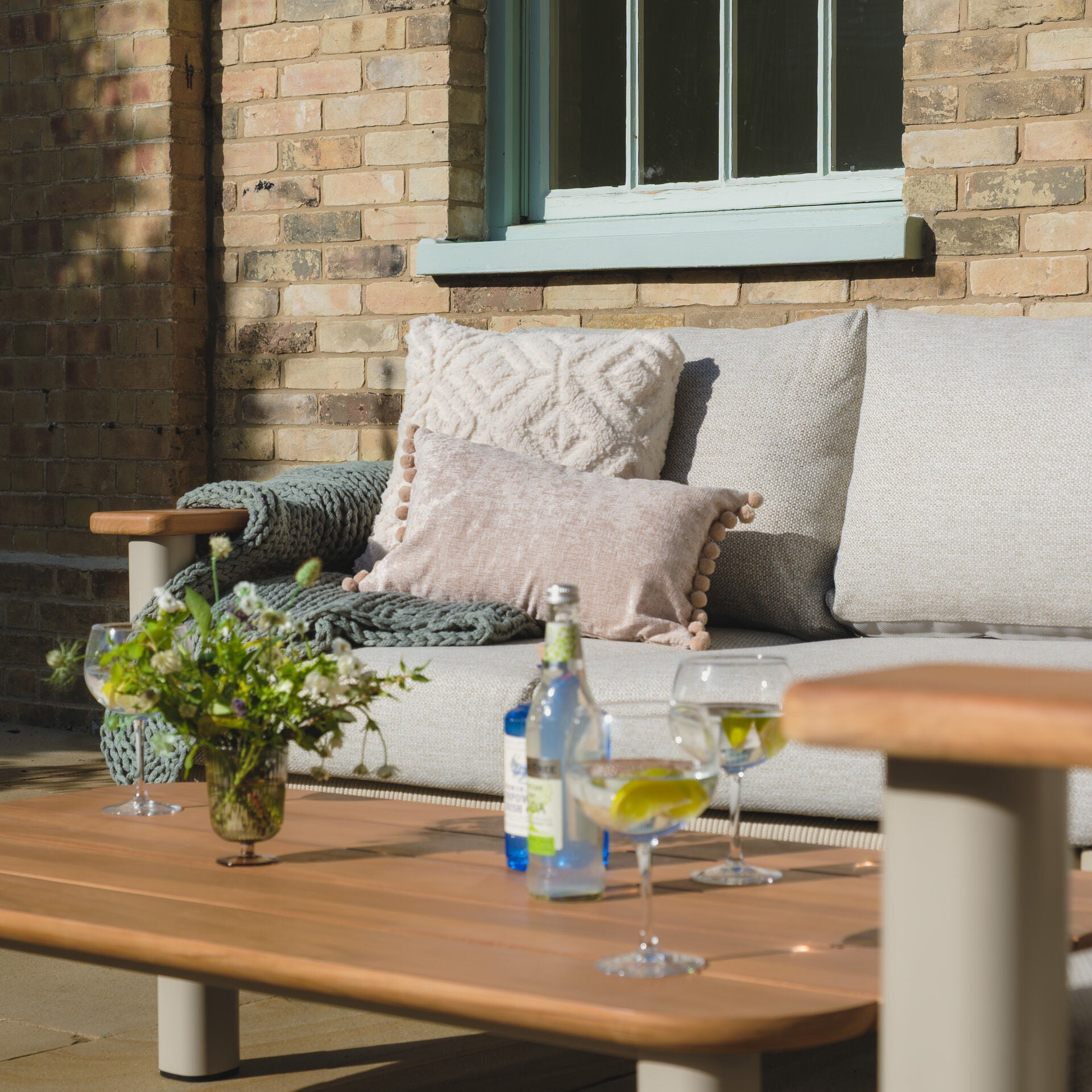 Sicily Corner Sofa Set - Latte Frame-Latte Cushions