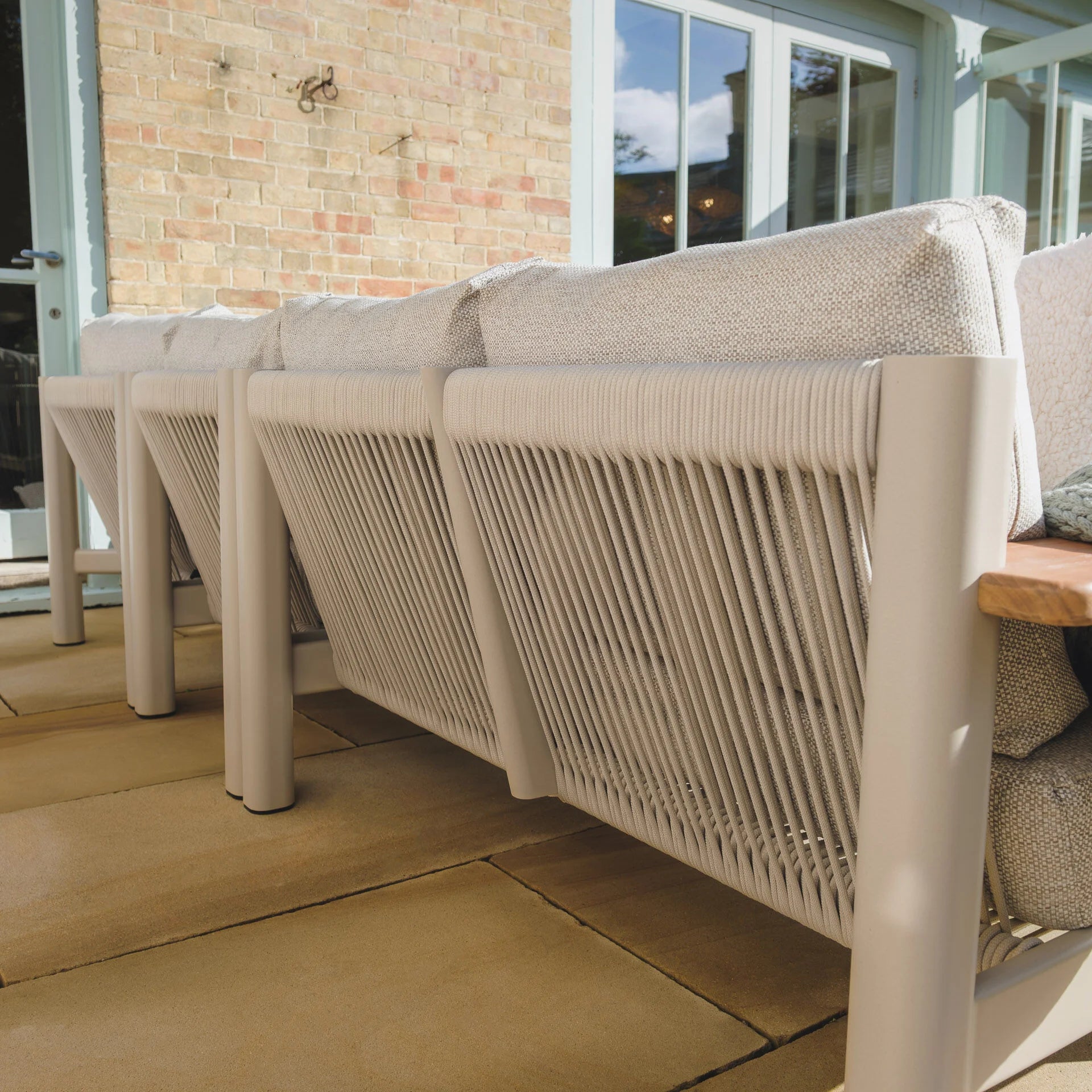 Sicily Large Corner Sofa Set - Latte Frame-Latte Cushions