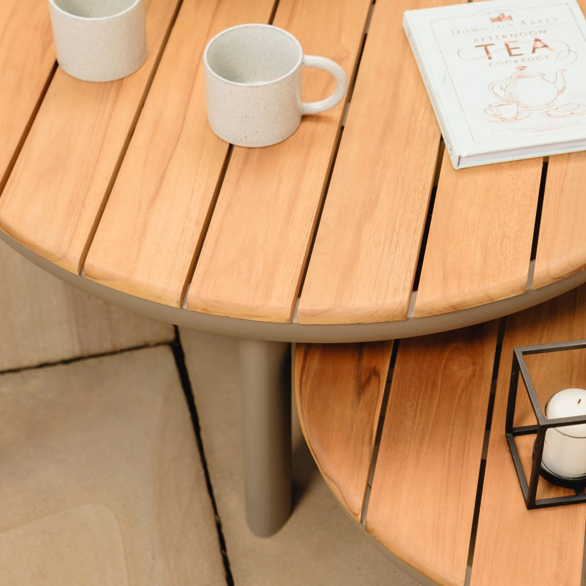 Sicily Corner Sofa Set with 2 x Round Coffee Table  - Café