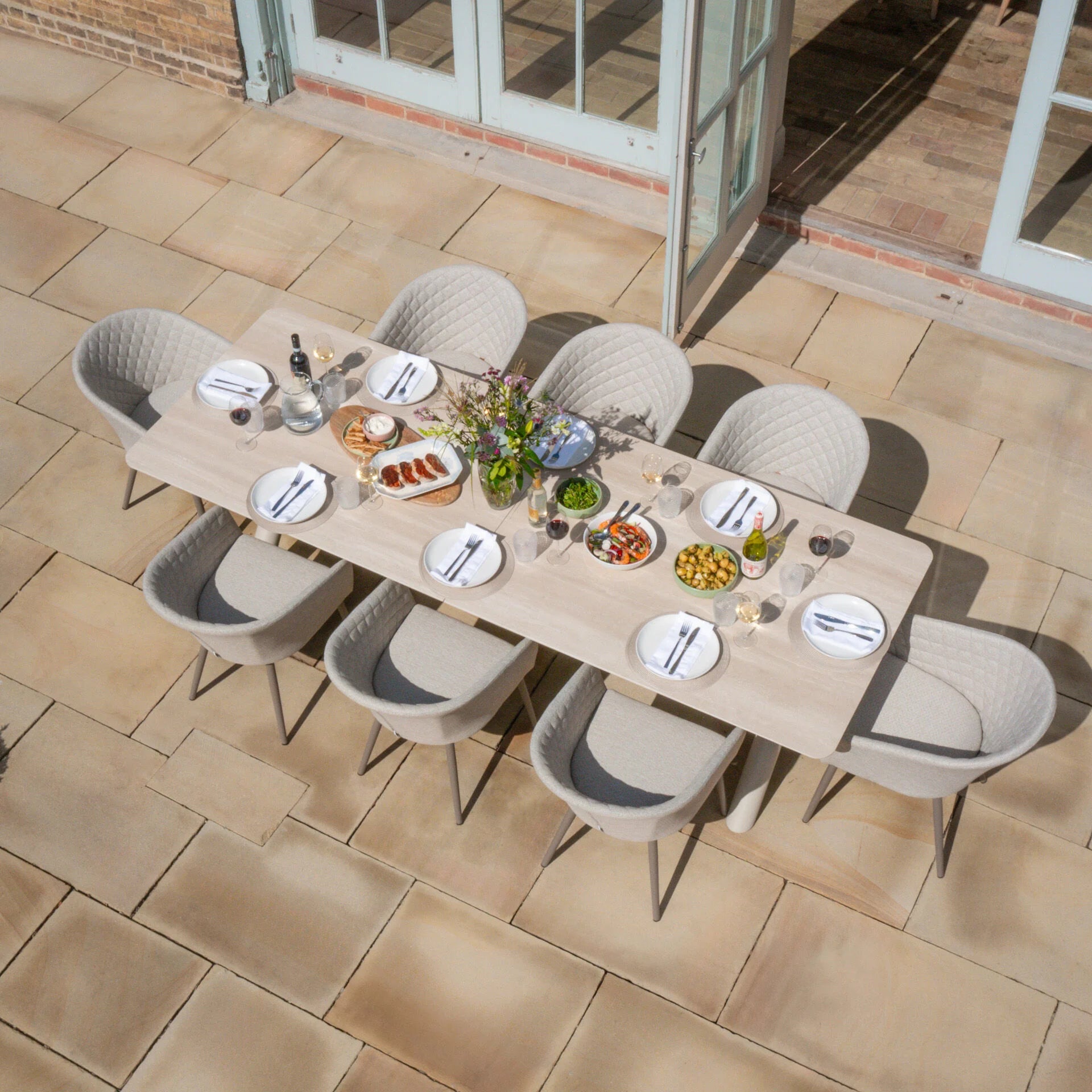 Maxim 8 - 12 Seater Extending Dining Table - Latte with Ambition Chairs - Latte