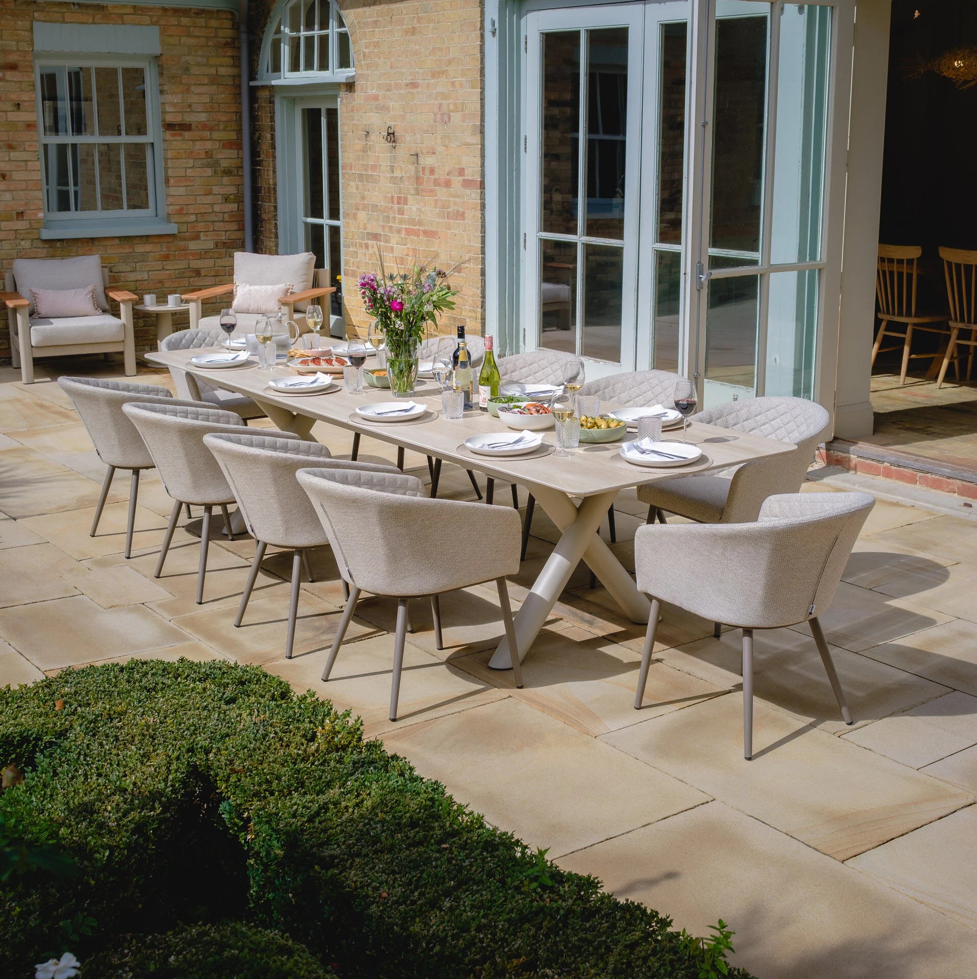Maxim 8 - 12 Seater Extending Dining Table - Latte with Ambition Chairs - Latte