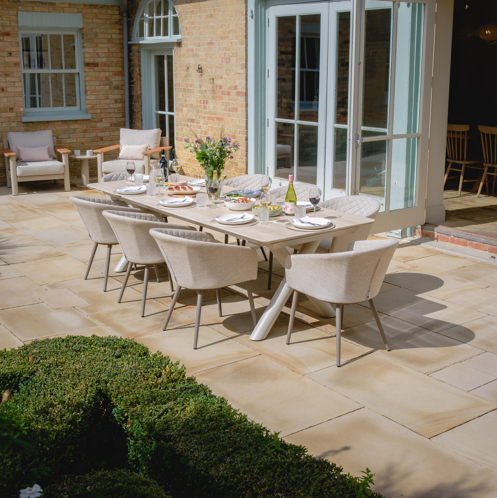 Maxim 8 - 12 Seater Extending Dining Table - Latte with Ambition Chairs - Latte