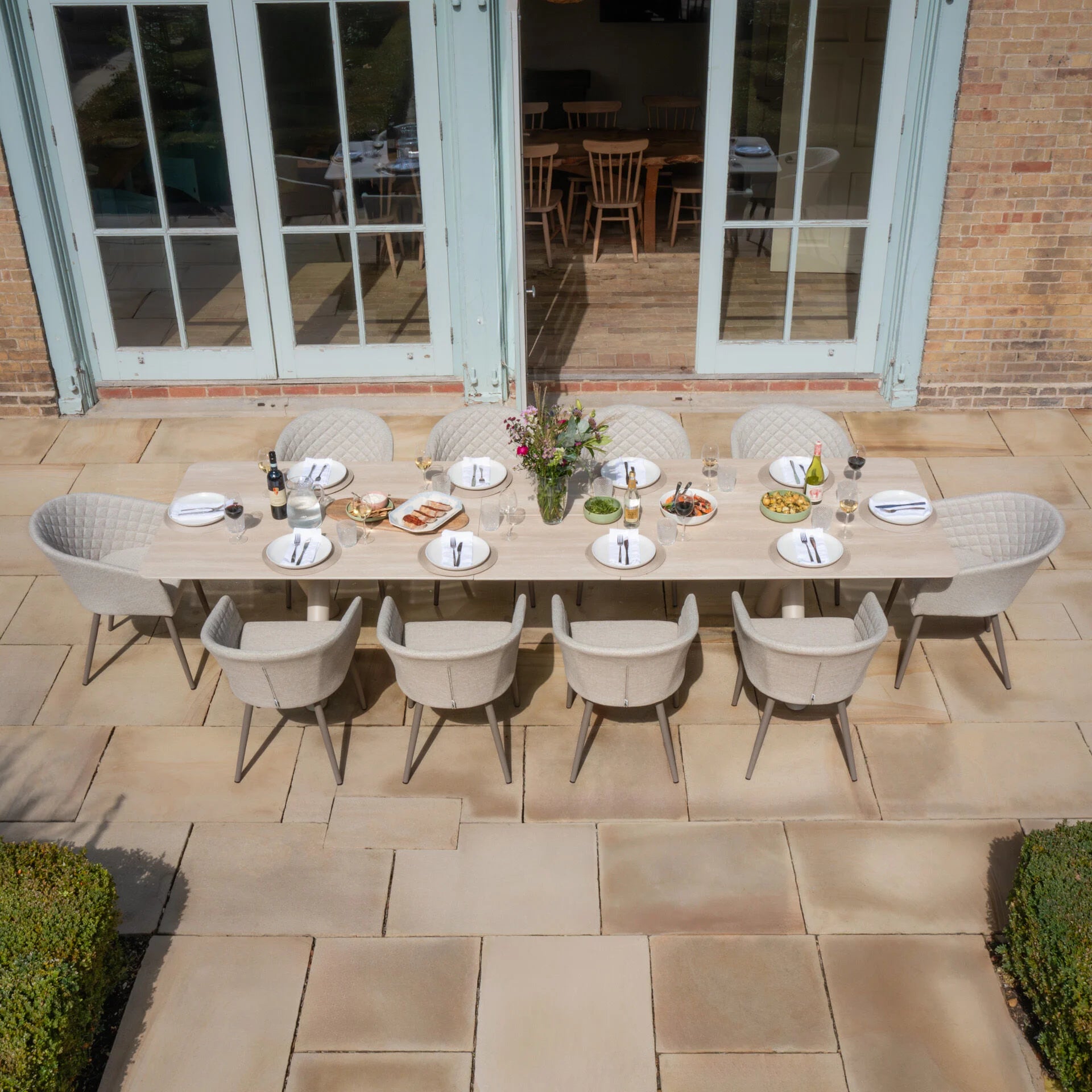 Maxim 8 - 12 Seater Extending Dining Table - Latte with Ambition Chairs - Latte