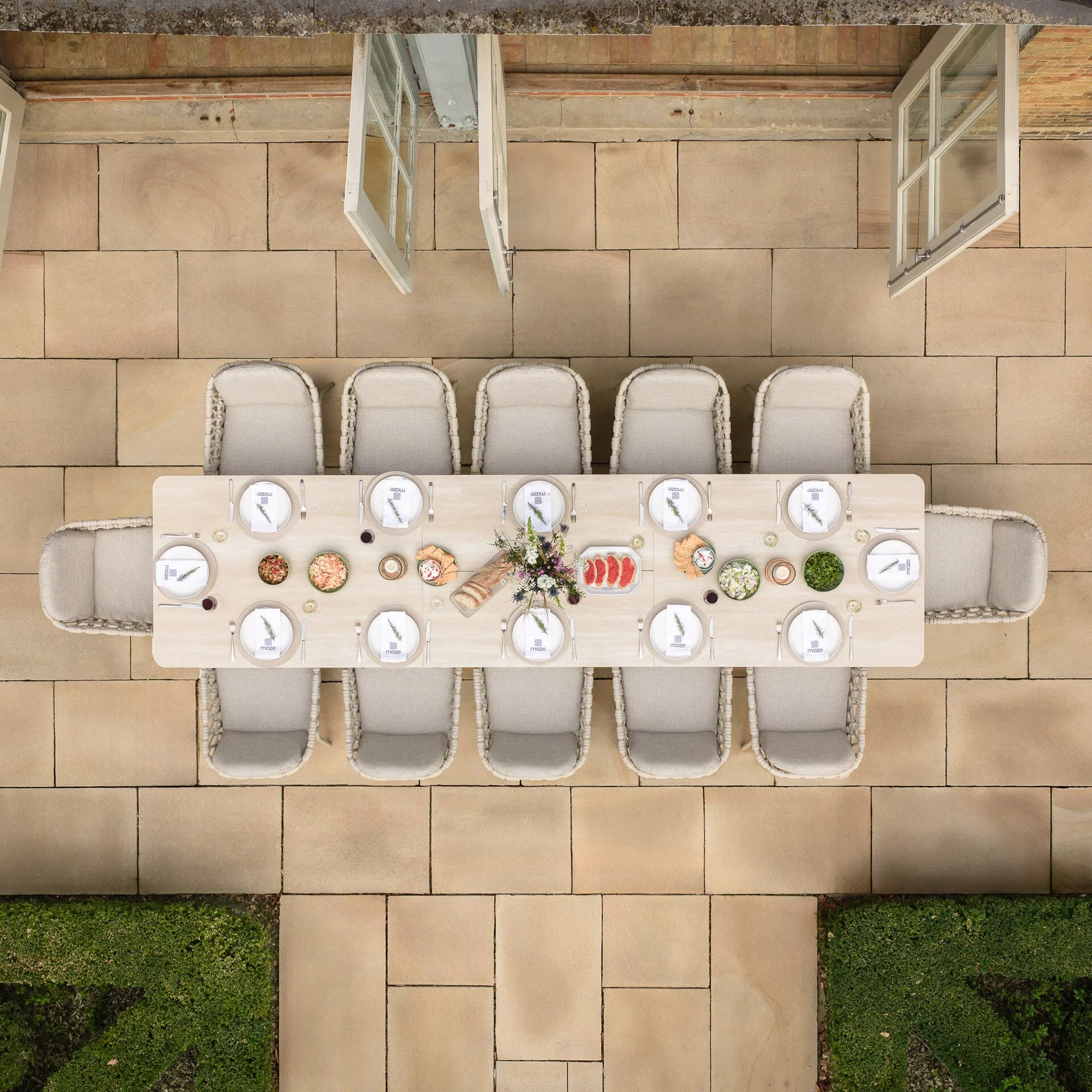Maxim 8 - 12 Seater Extending Dining Table - Latte with Sicily Chairs - Latte