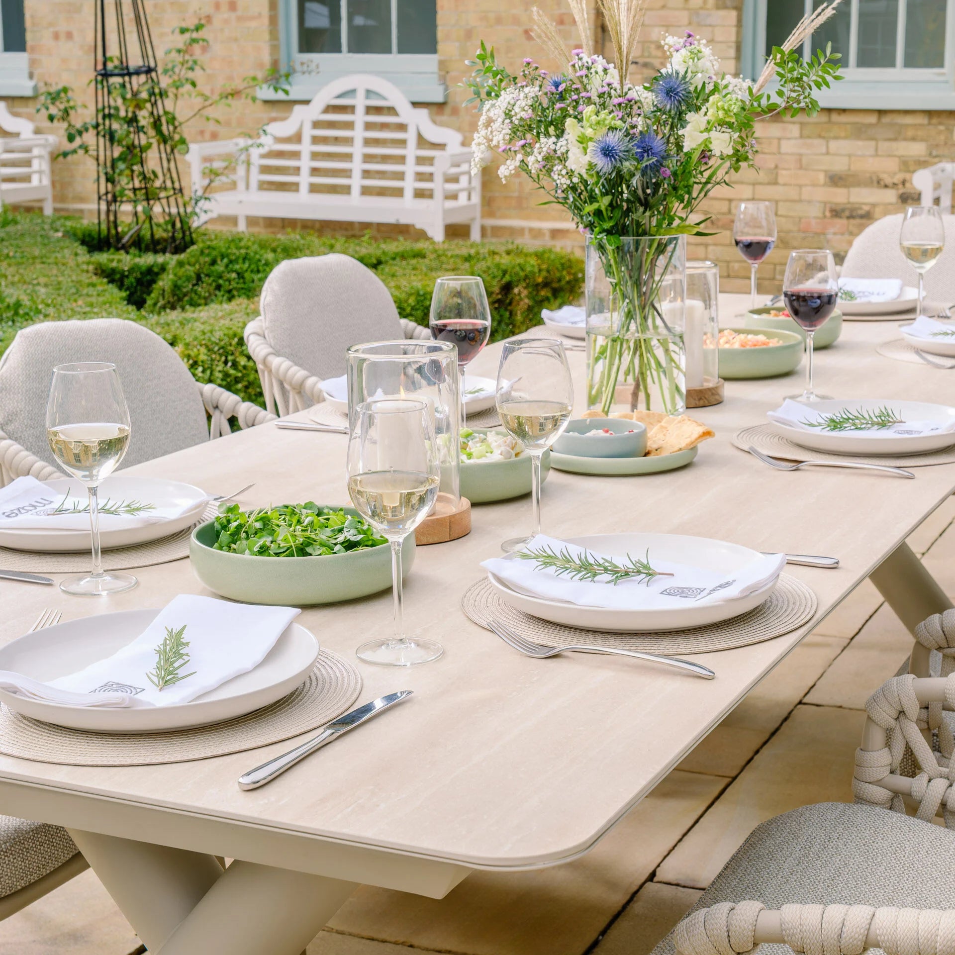 Maxim 8 - 12 Seater Extending Dining Table - Latte with Sicily Chairs - Latte