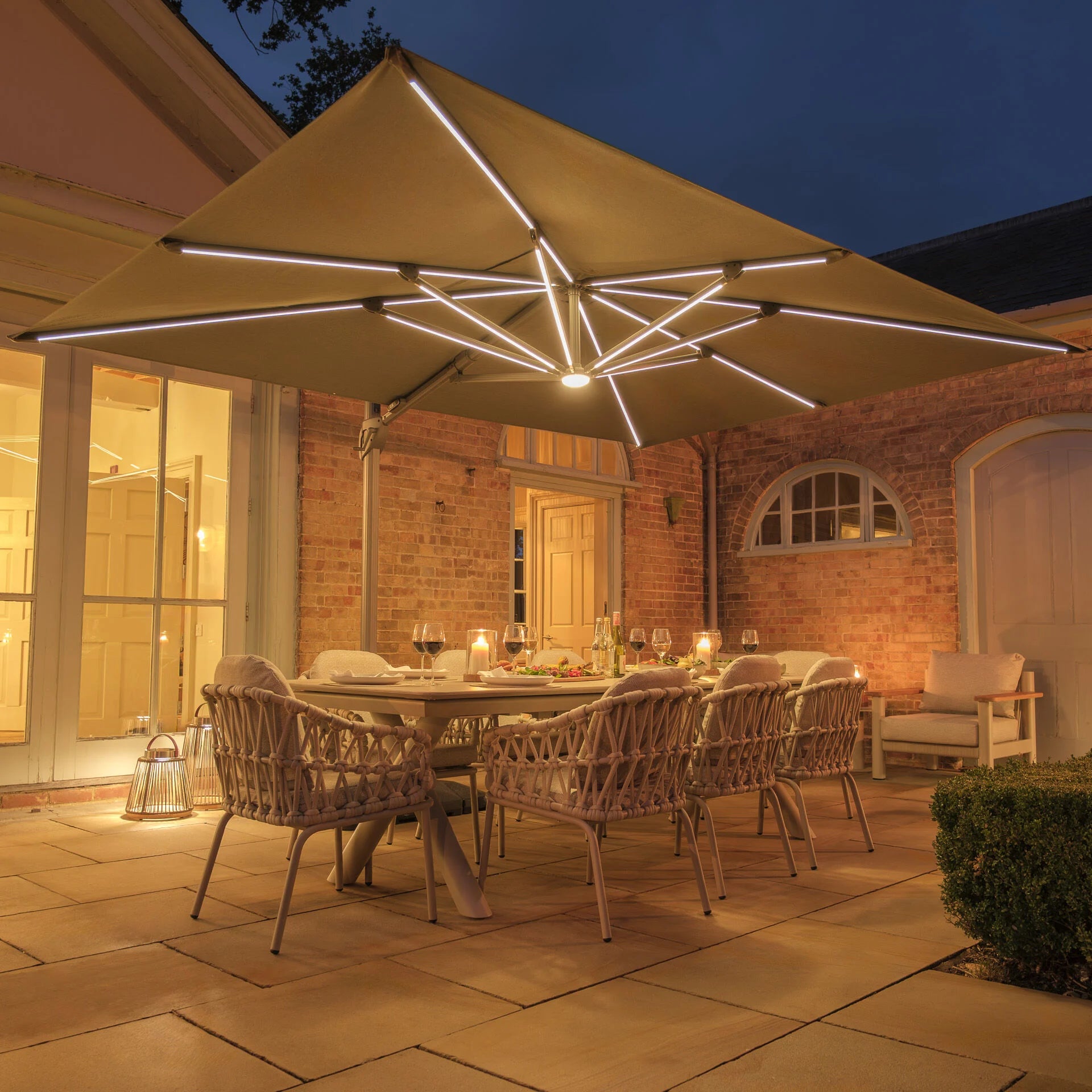 Maxim 8 - 12 Seater Extending Dining Table - Latte with Sicily Chairs - Latte