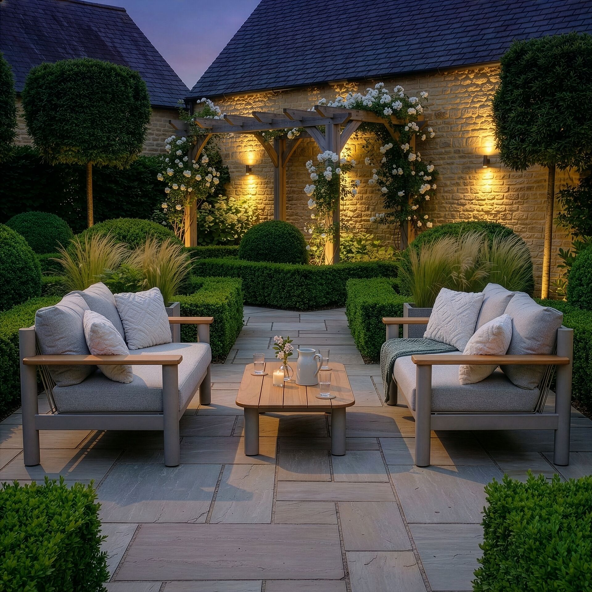 Sicily Sofa Set with 2x 2 Seater Sofas - Latte Frame-Latte Cushions