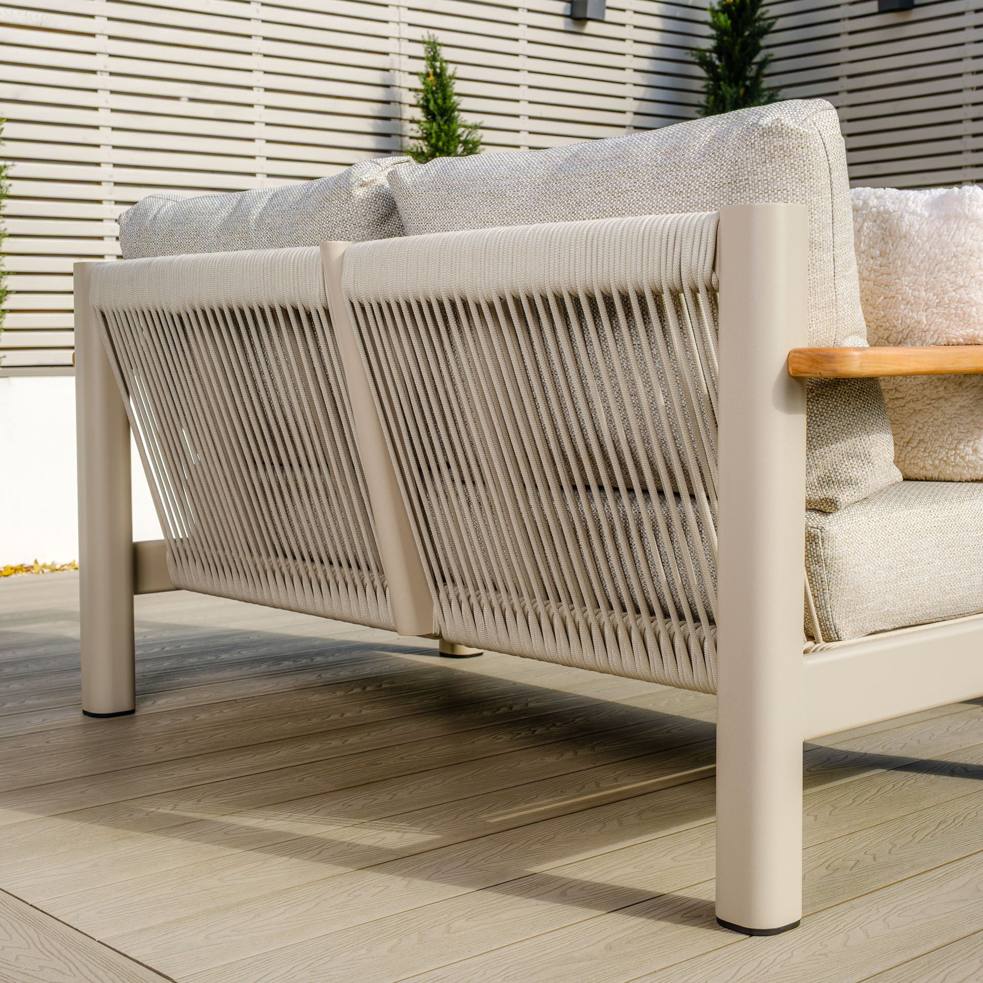 Sicily Sofa Set with 2x 2 Seater Sofas - Latte Frame-Latte Cushions
