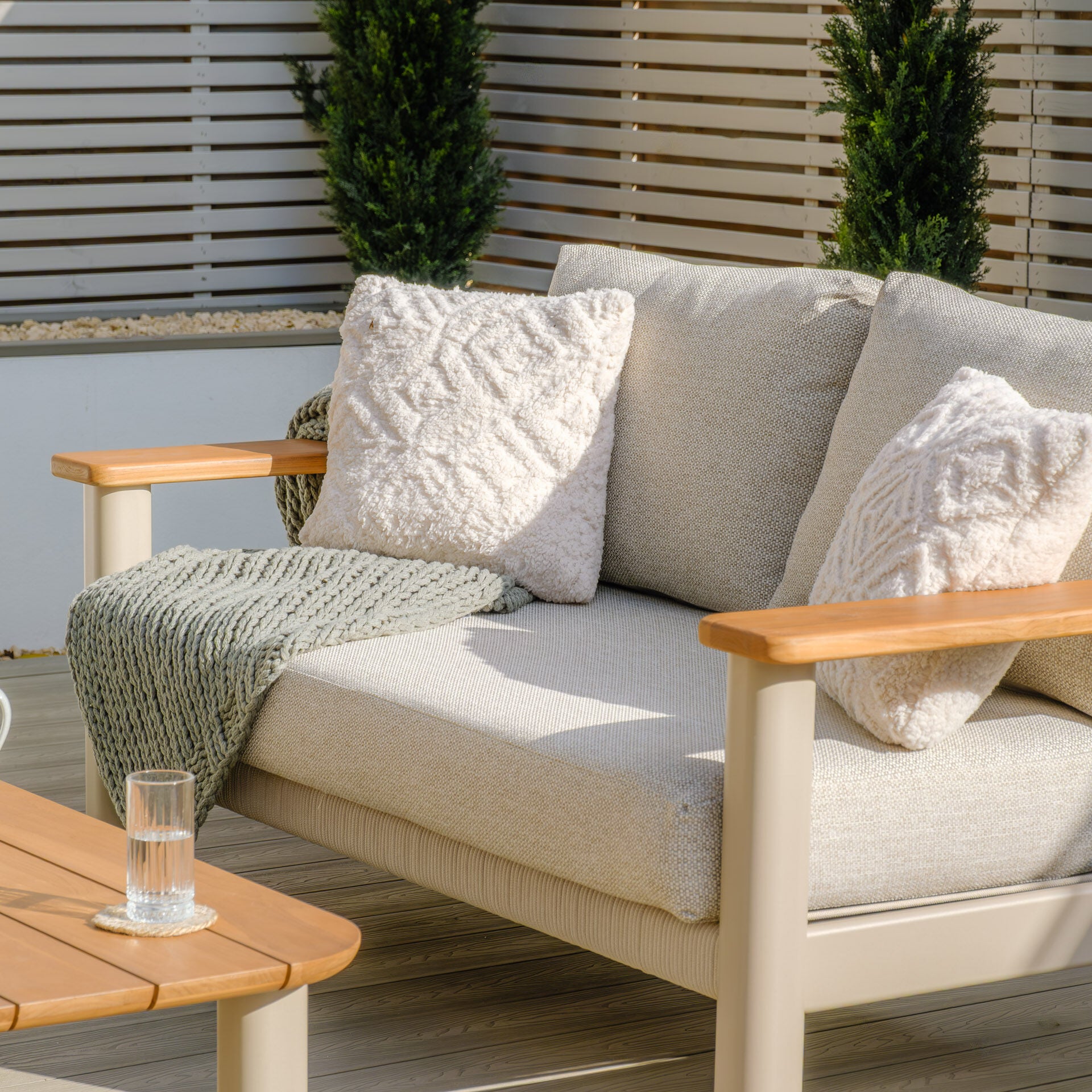 Sicily Sofa Set with 2x 2 Seater Sofas - Latte Frame-Latte Cushions