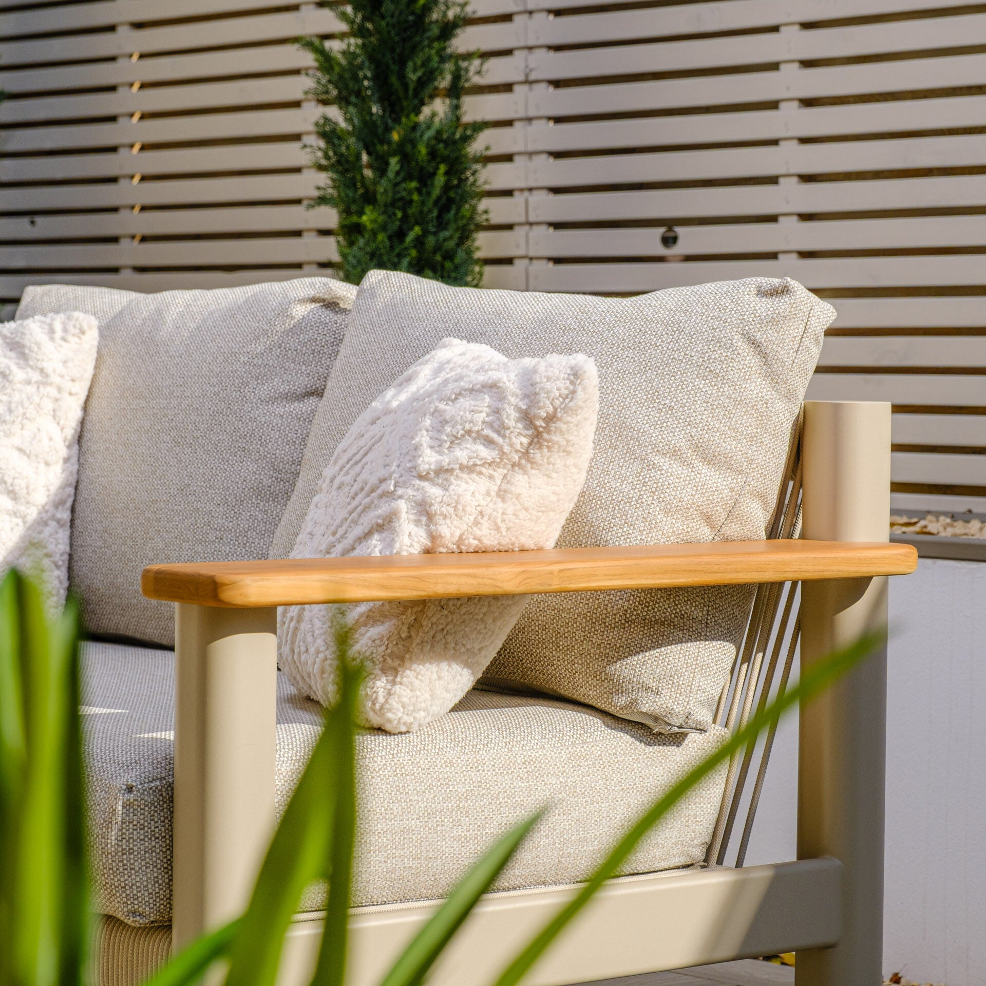 Sicily Sofa Set with 2x 2 Seater Sofas - Latte Frame-Latte Cushions