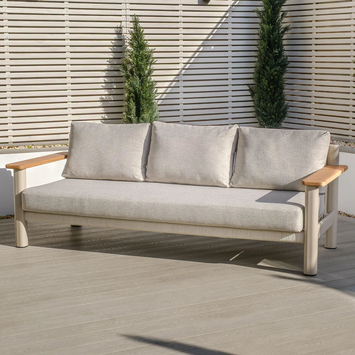 Sicily 3 Seater Sofa - Latte Frame-Latte Cushion