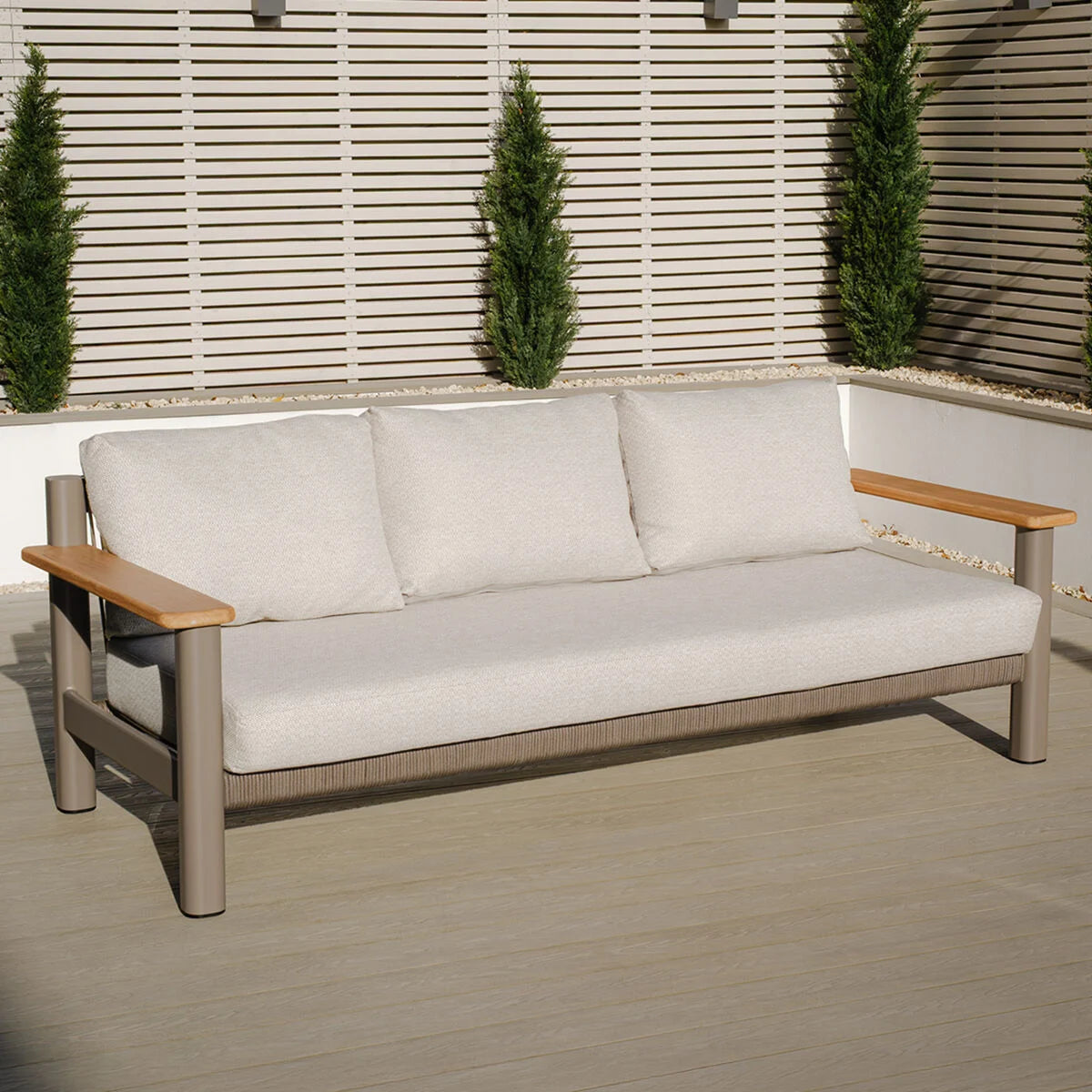 Sicily 3 Seater Sofa - Café Frame-Latte Cushion
