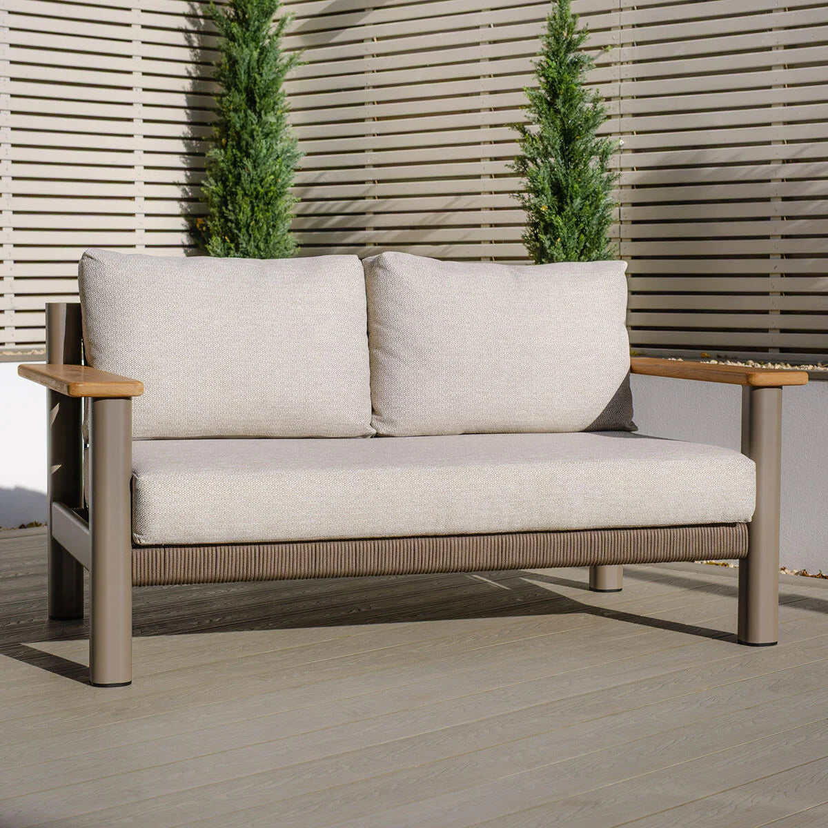 Sicily 2 Seater Sofa - Café Frame-Latte Cushion