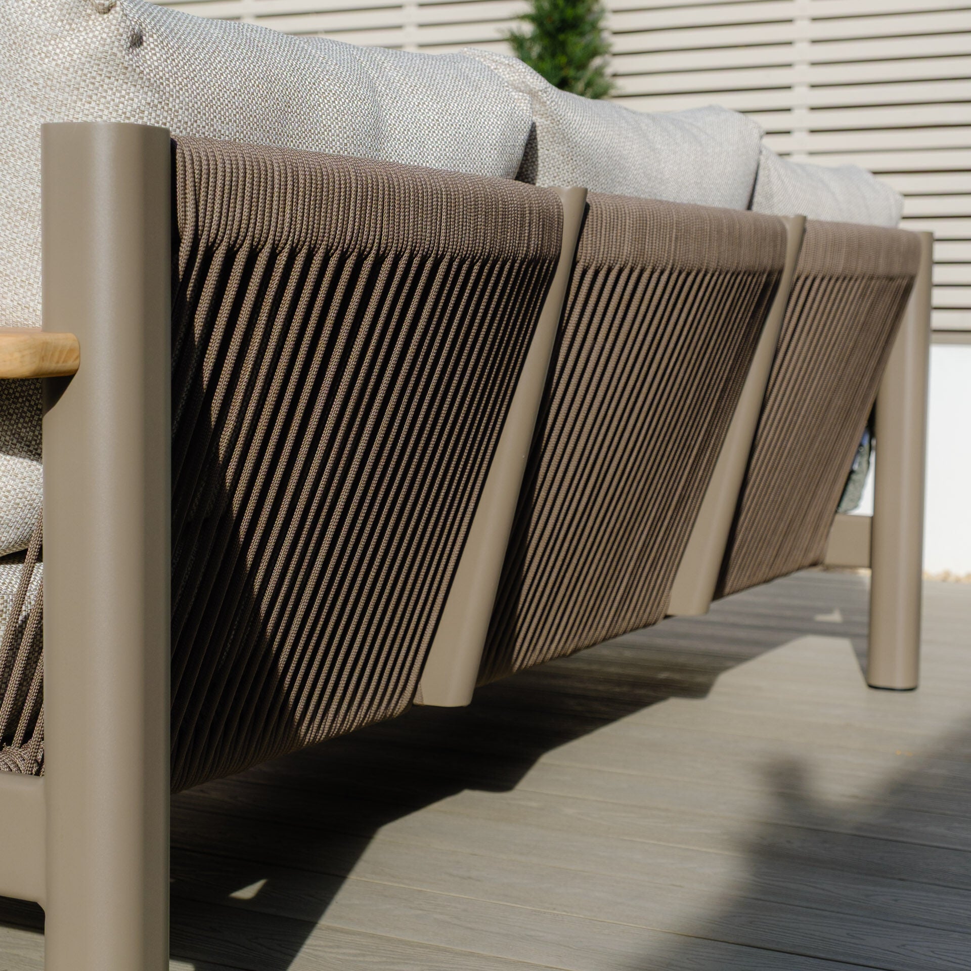 Sicily 3 Seater Sofa & Armchairs Set - Café Frame-Latte Cushions