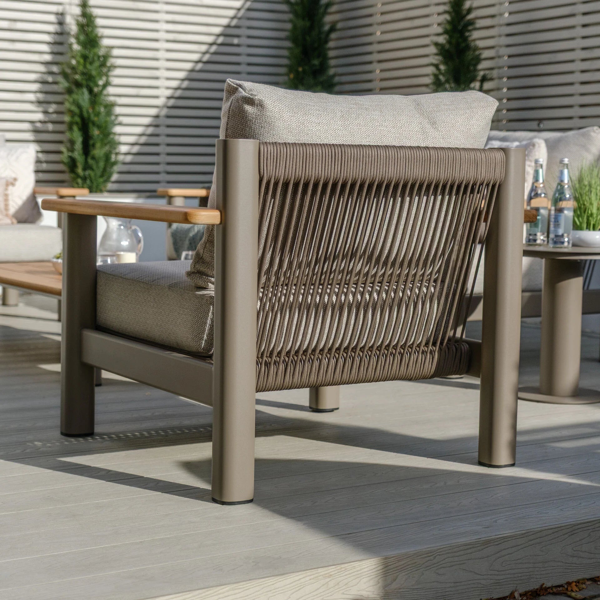 Sicily 2 Seater Sofa & Armchairs Set - Café Frame-Latte Cushions