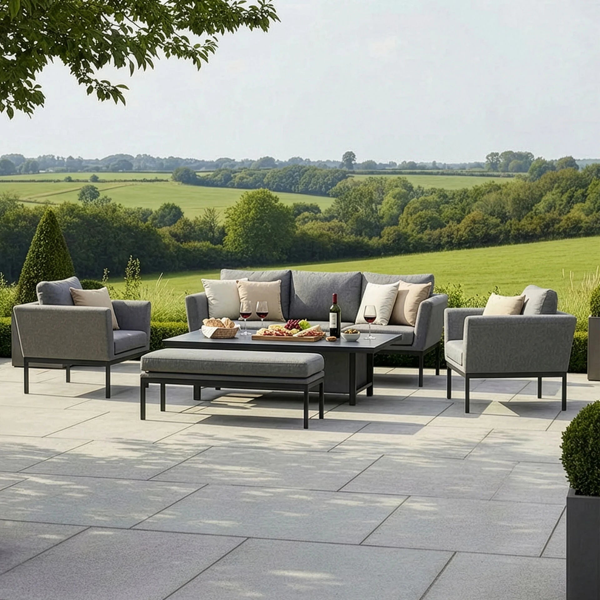 Pulse 3 Seater Sofa Set with Rising Table - Zinc Grey