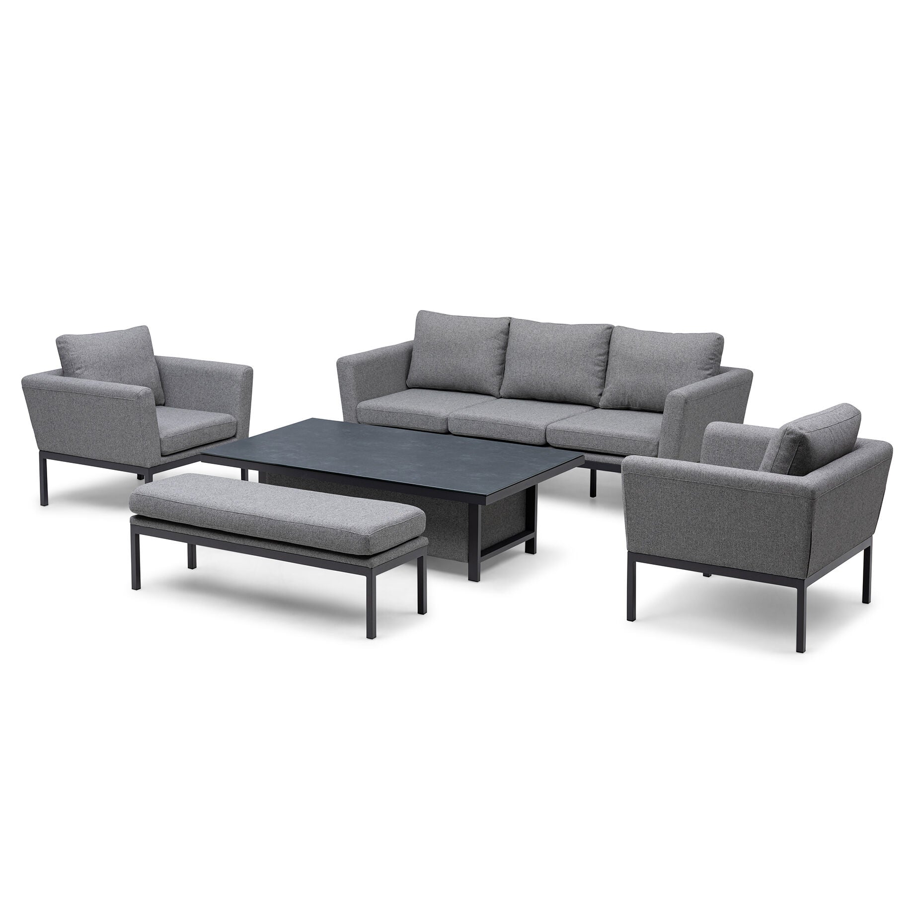 Pulse 3 Seater Sofa Set with Rising Table - Zinc Grey