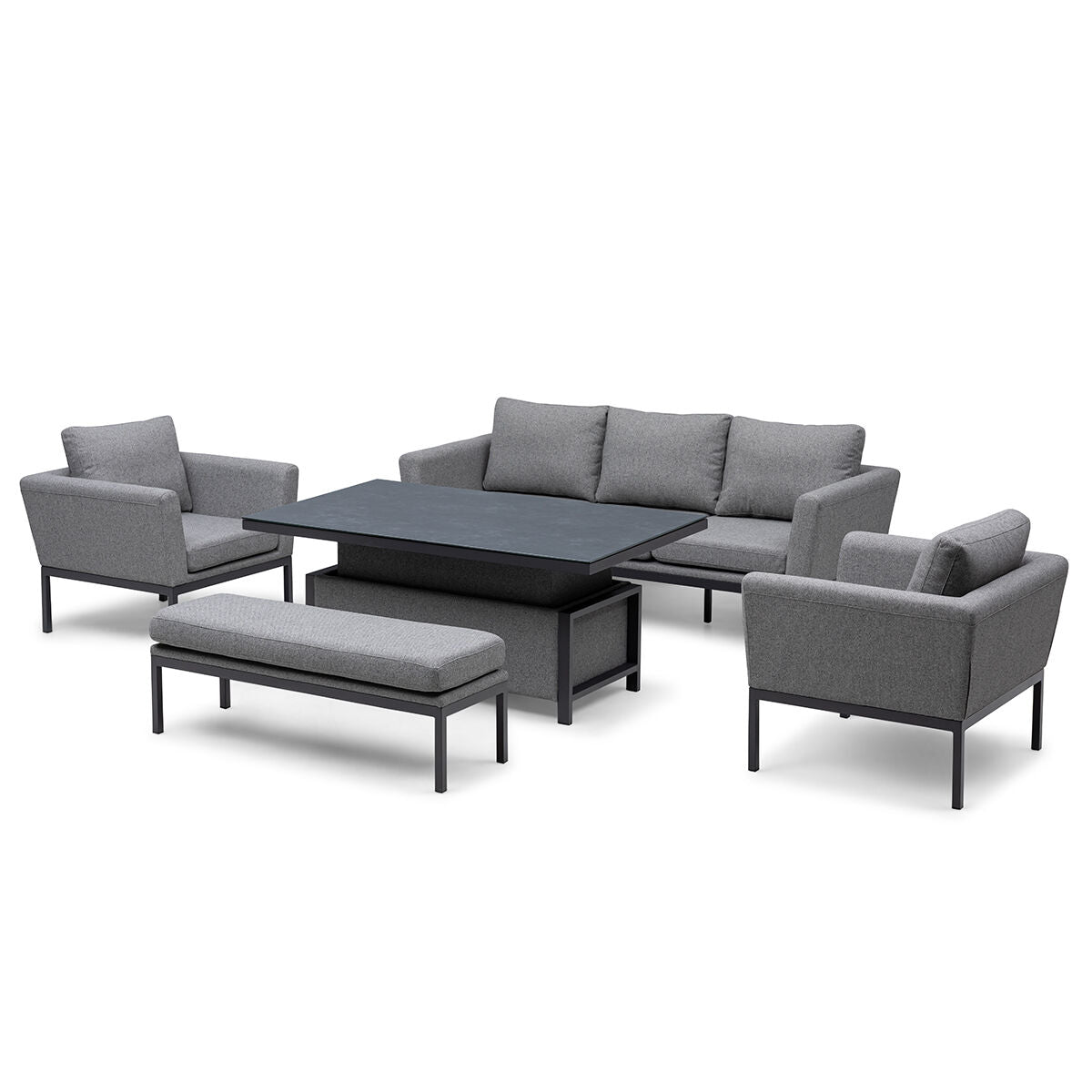 Pulse 3 Seater Sofa Set with Rising Table - Zinc Grey