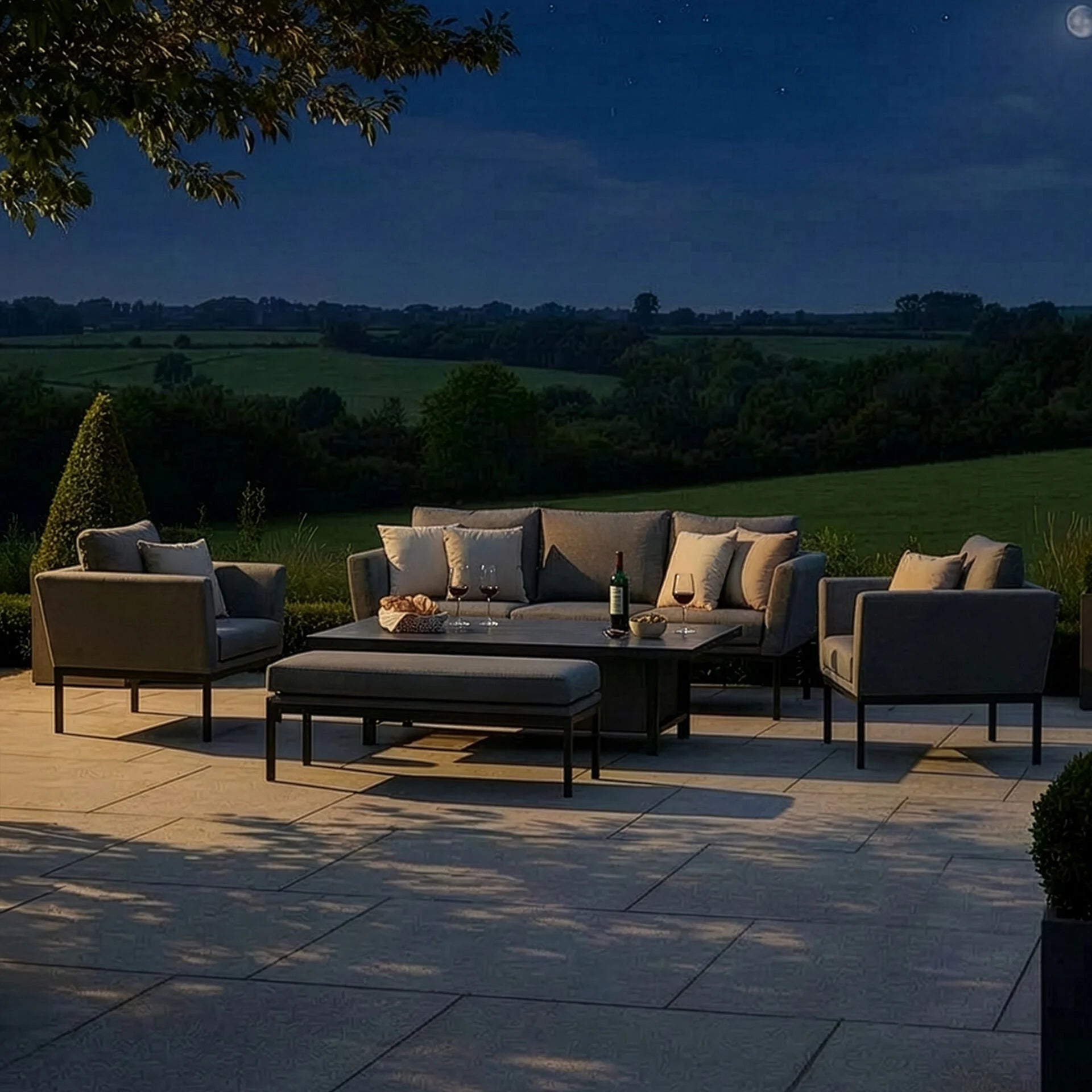 Pulse 3 Seater Sofa Set with Rising Table - Zinc Grey