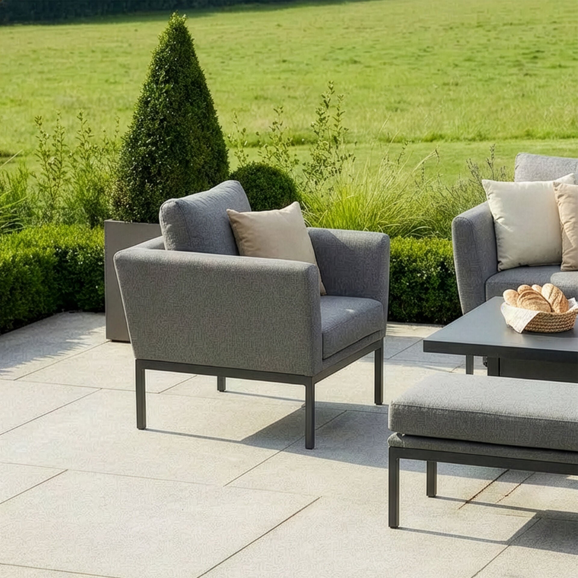 Pulse 3 Seater Sofa Set with Rising Table - Zinc Grey